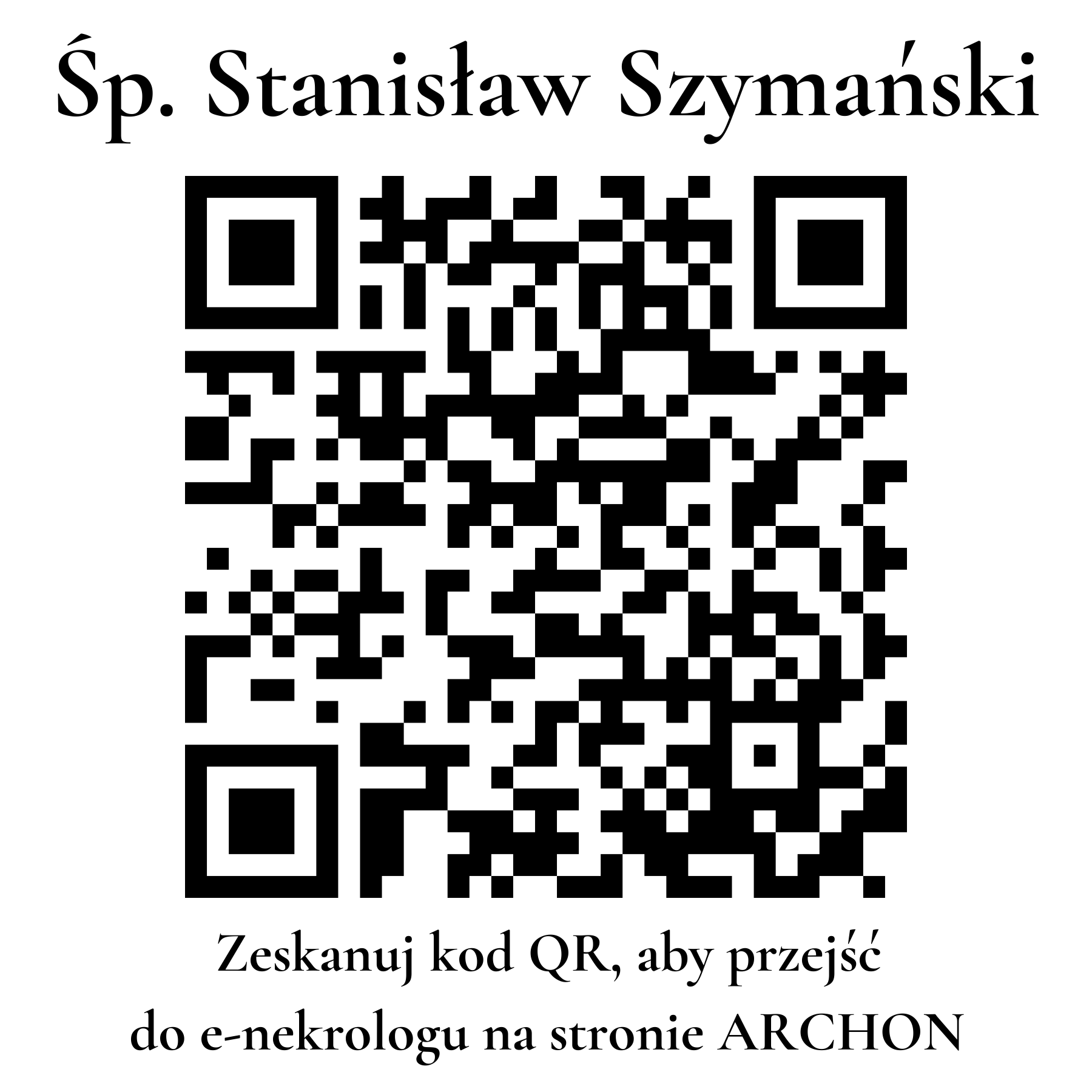 Kod QR do nekrologu Stanisław Szymański