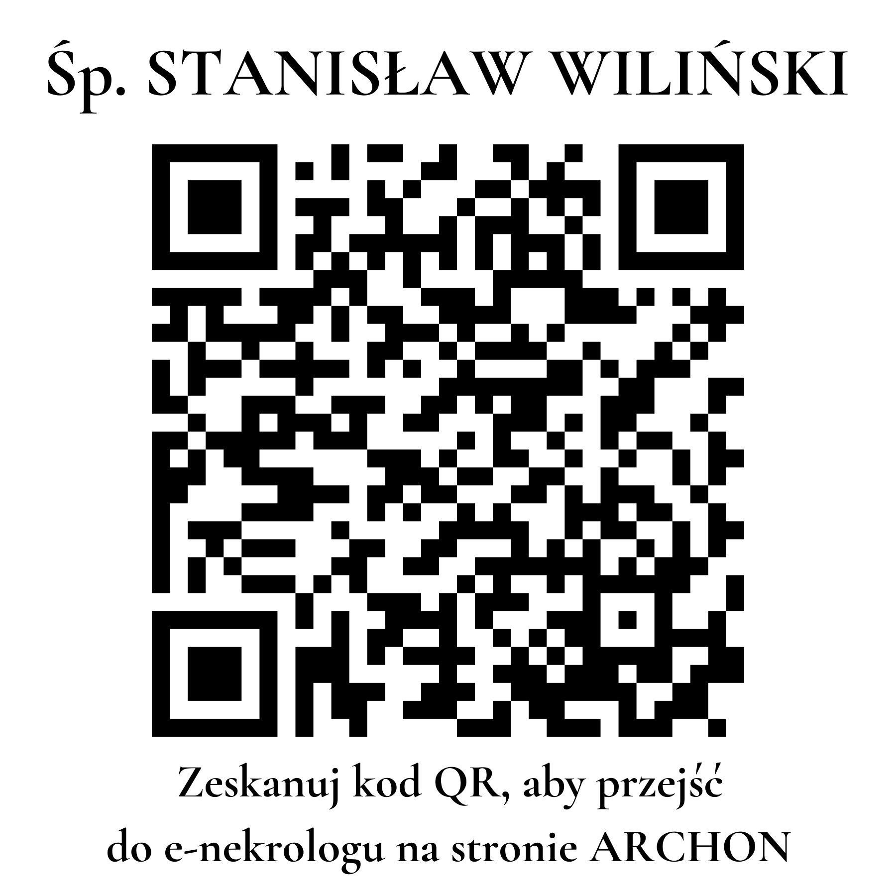 Kod QR do nekrologu STANISŁAW WILIŃSKI