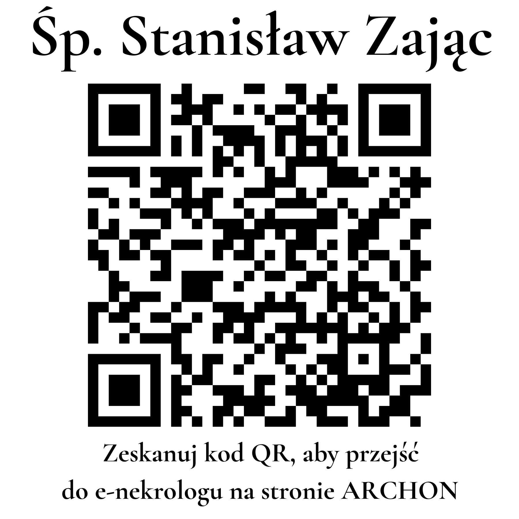 Kod QR do nekrologu Stanisław Zając
