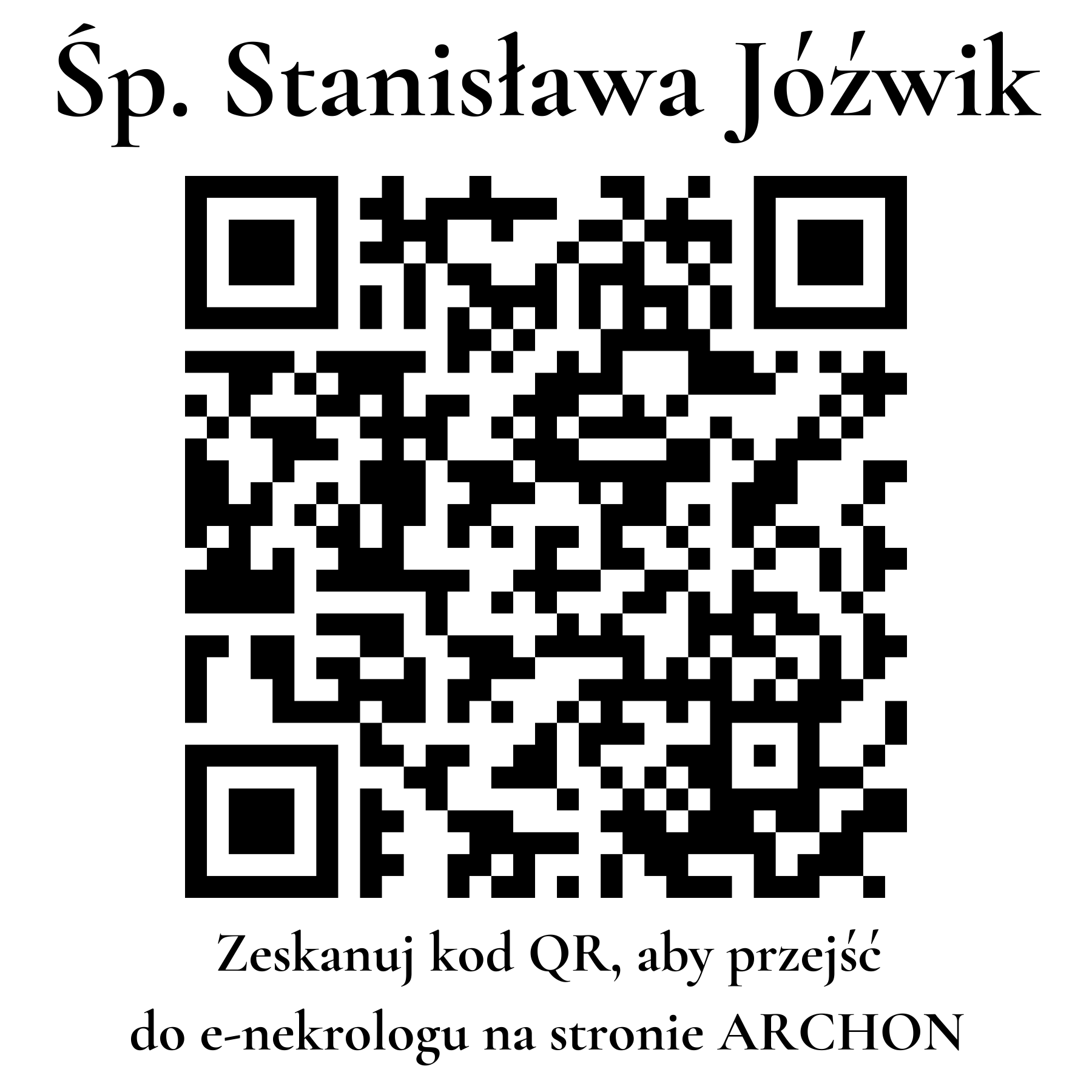 Kod QR do nekrologu Stanisława Jóźwik