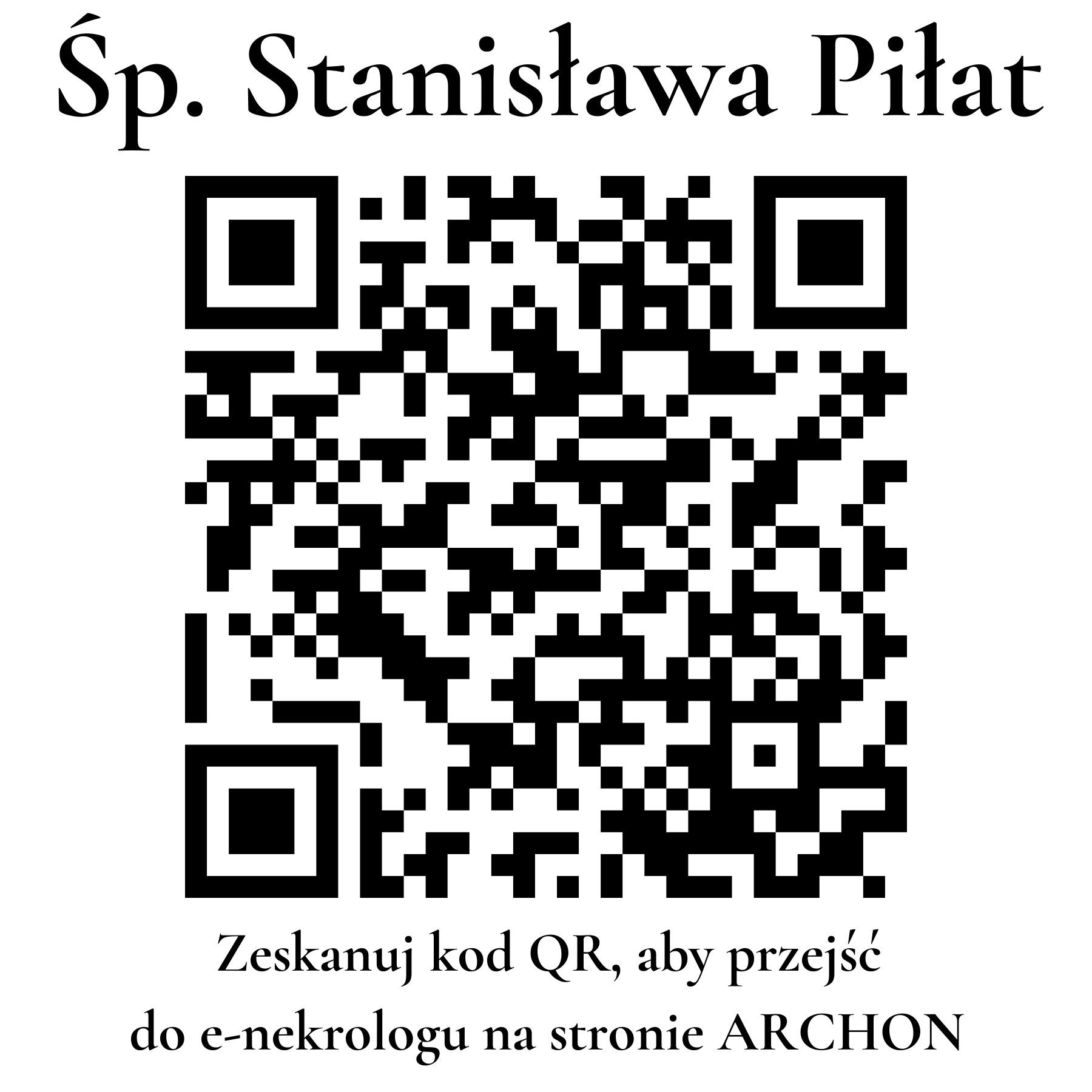 Kod QR do nekrologu Stanisława Piłat