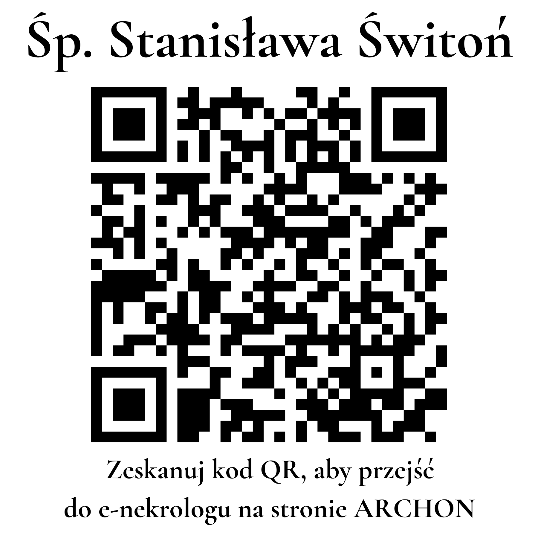 Kod QR do nekrologu Stanisława Świtoń