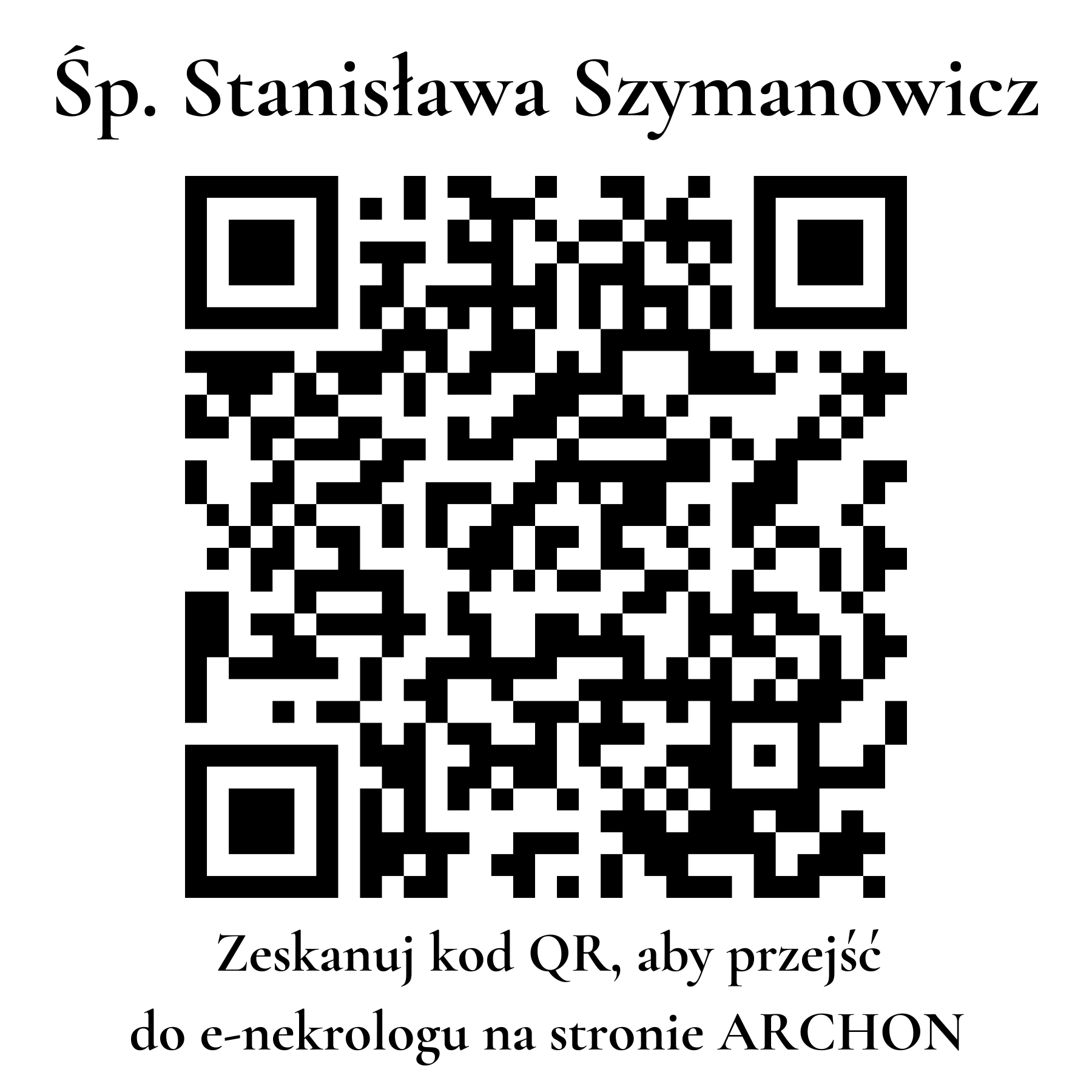 Kod QR do nekrologu Stanisława Szymanowicz