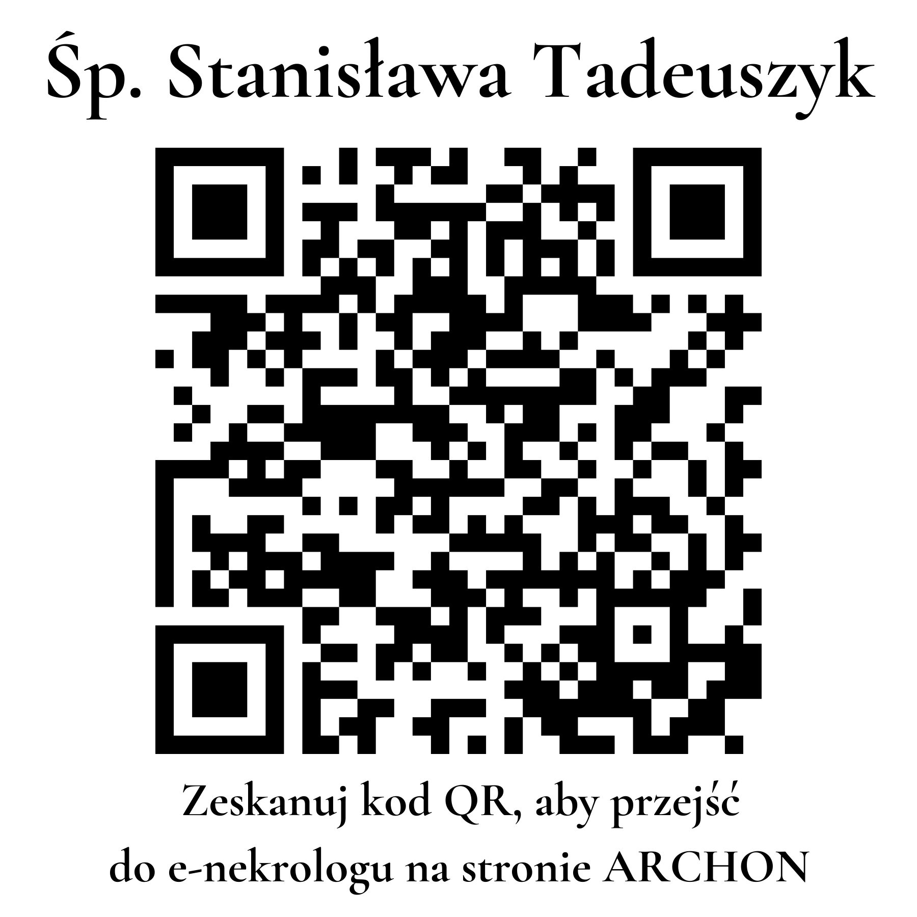 Kod QR do nekrologu Stanisława Tadeuszyk