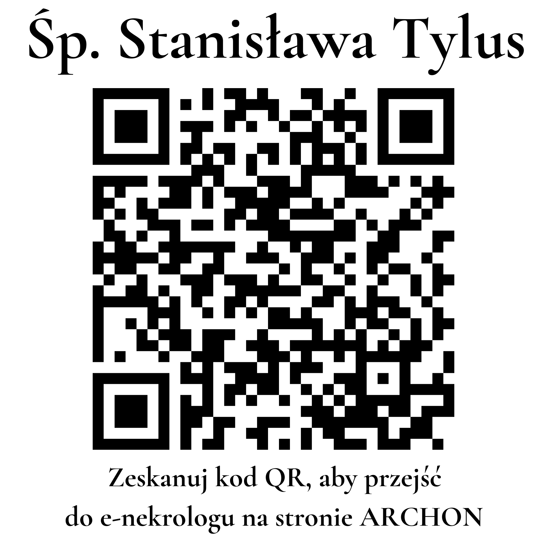 Kod QR do nekrologu Stanisława Tylus Kod QR do nekrologu Stanisława Tylus