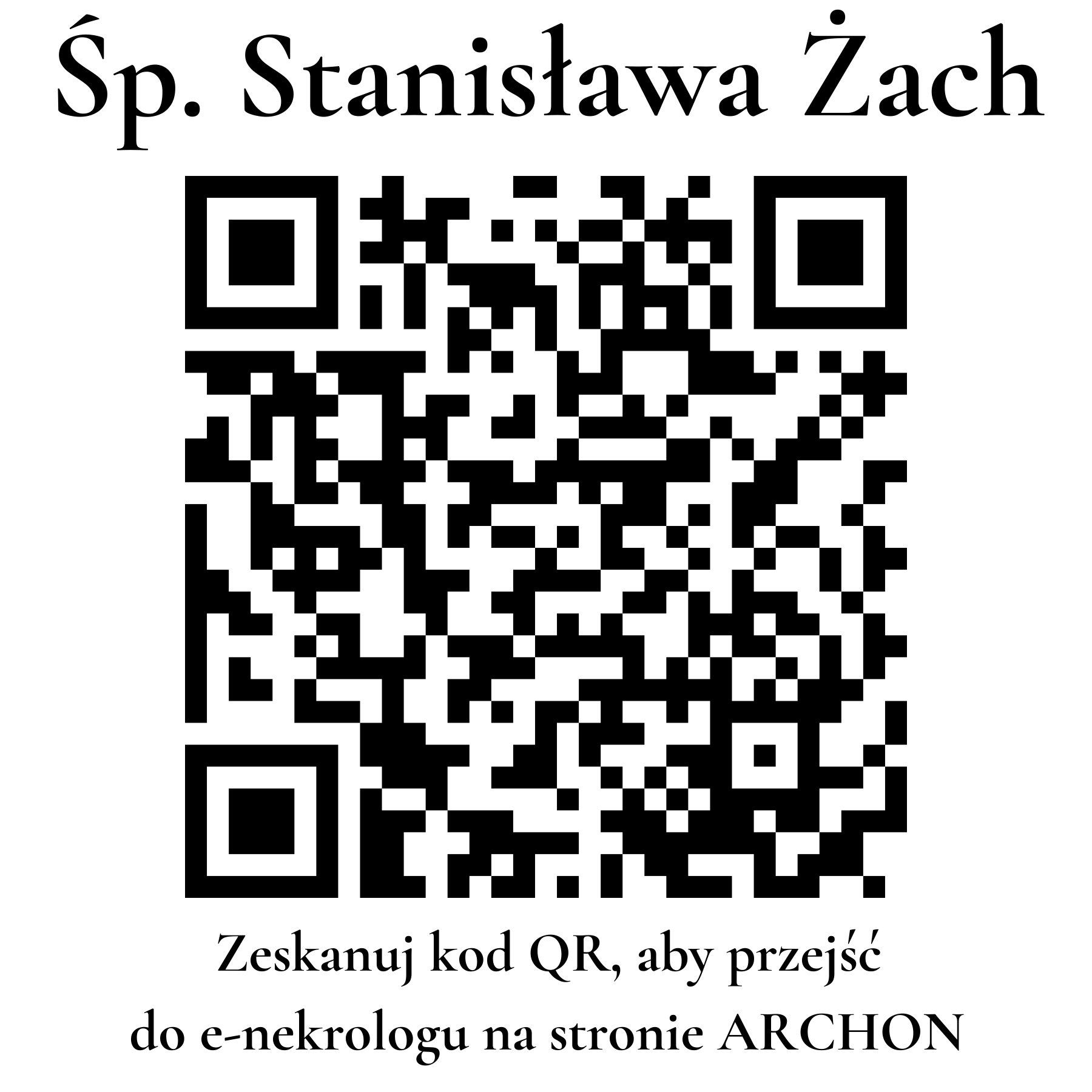 Kod QR do nekrologu Stanisława Żach