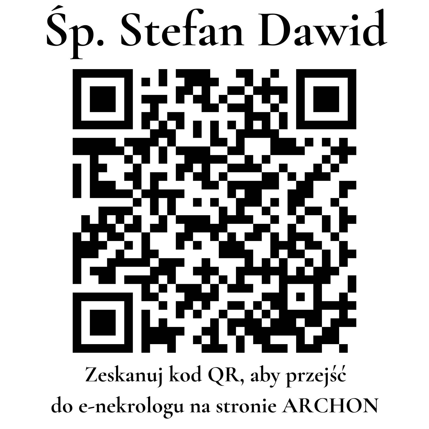 Kod QR do nekrologu Stefan Dawid Kod QR do nekrologu Stefan Dawid