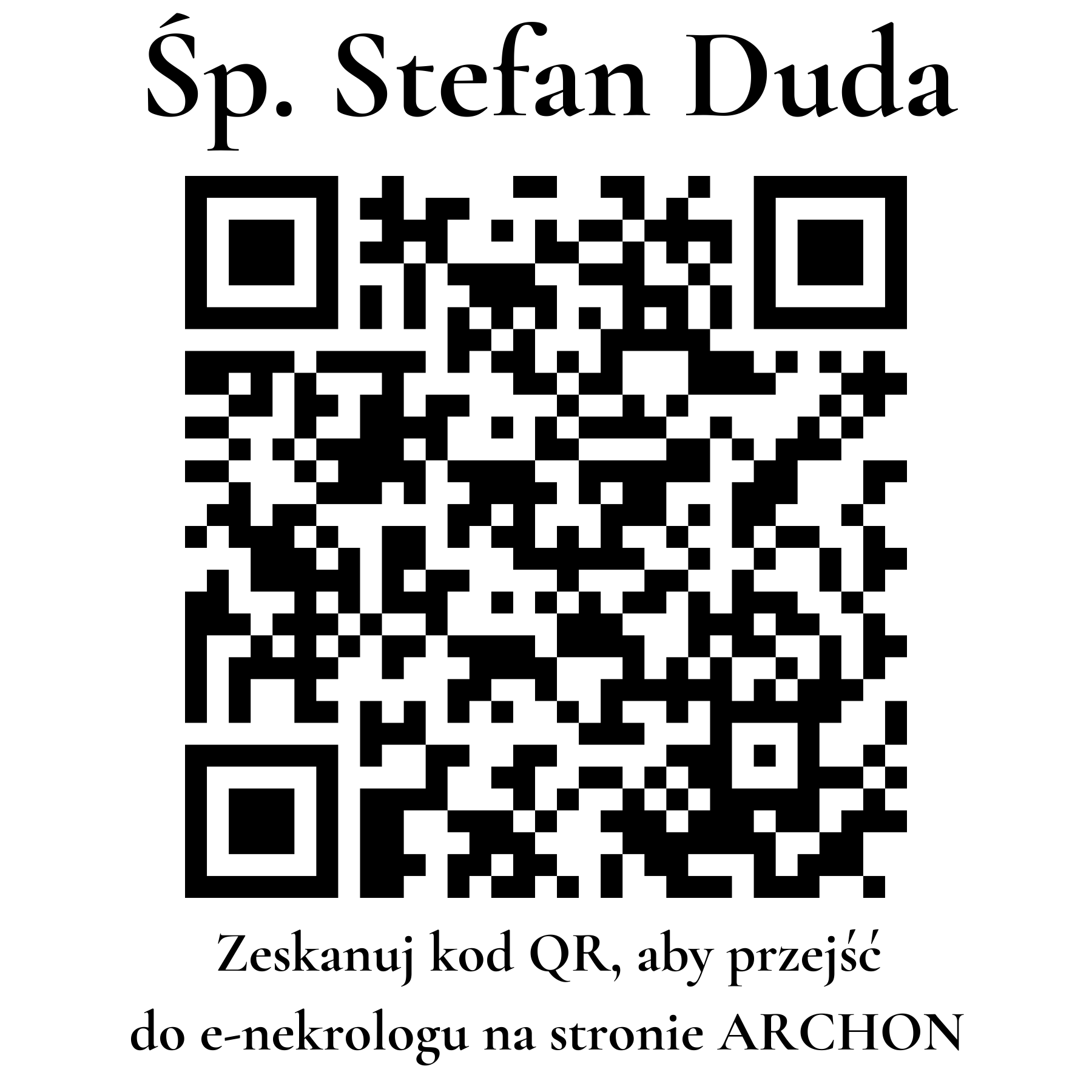 Kod QR do nekrologu Stefan Duda