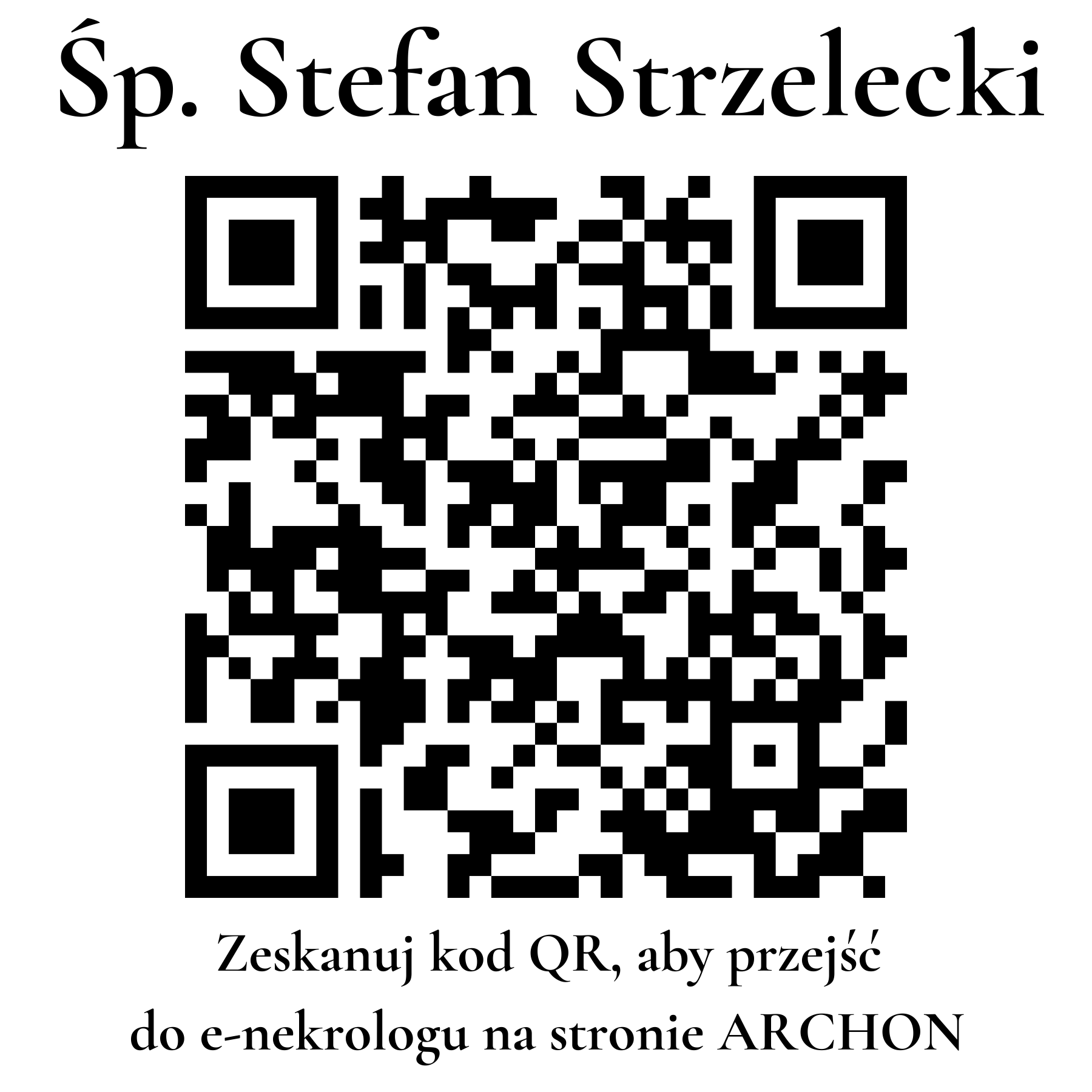 Kod QR do nekrologu Stefan Strzelecki
