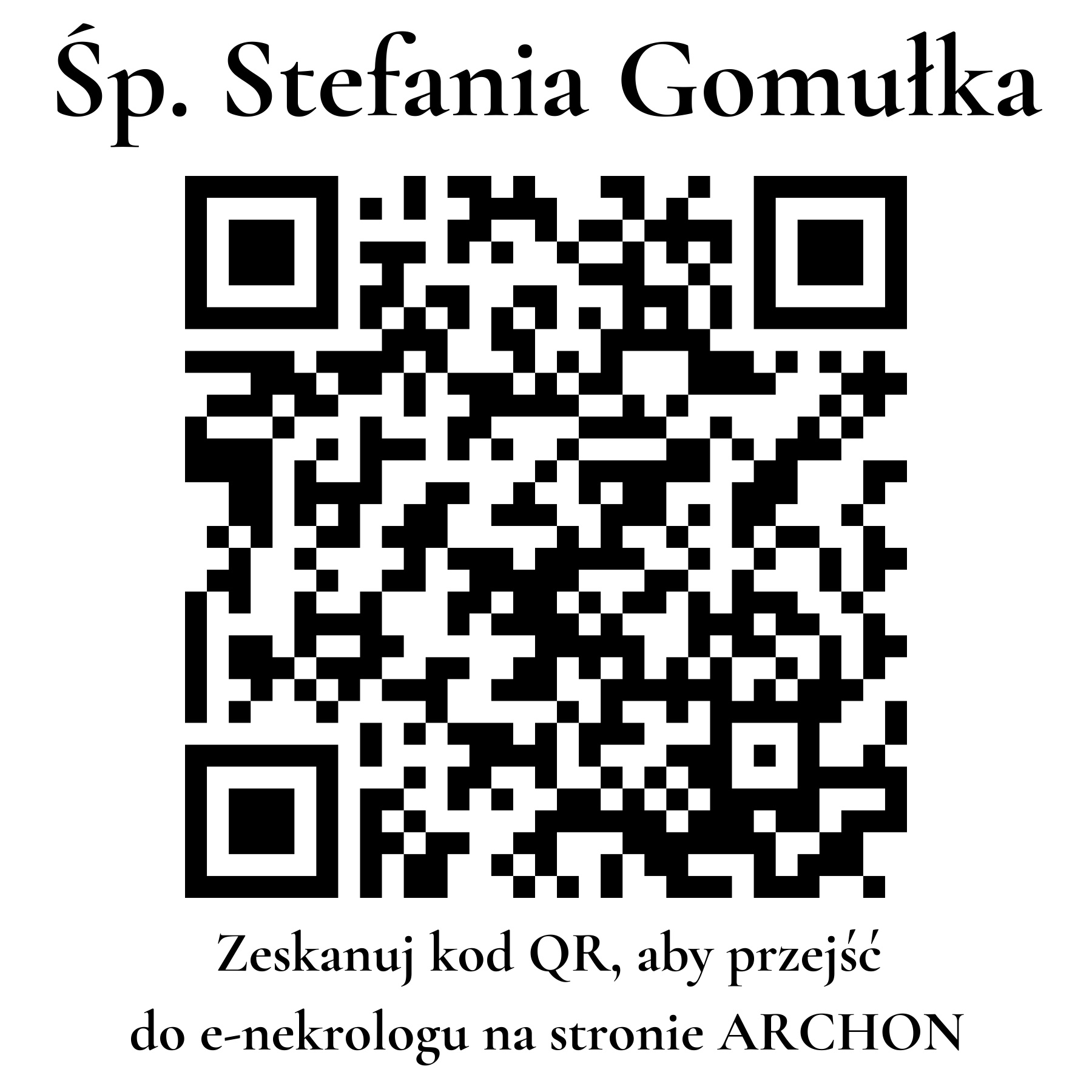 Kod QR do nekrologu Stefania Gomułka