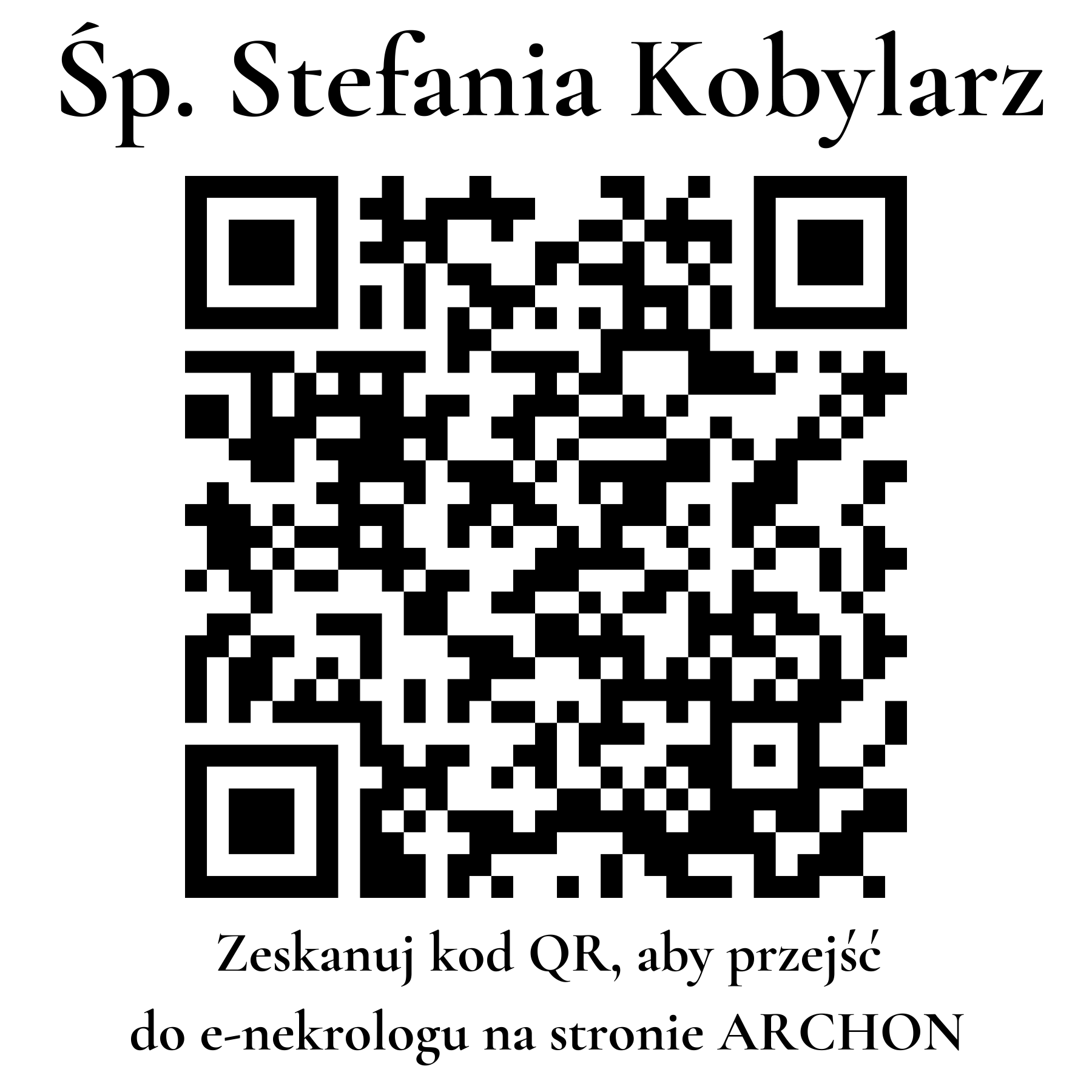 Kod QR do nekrologu Stefania Kobylarz