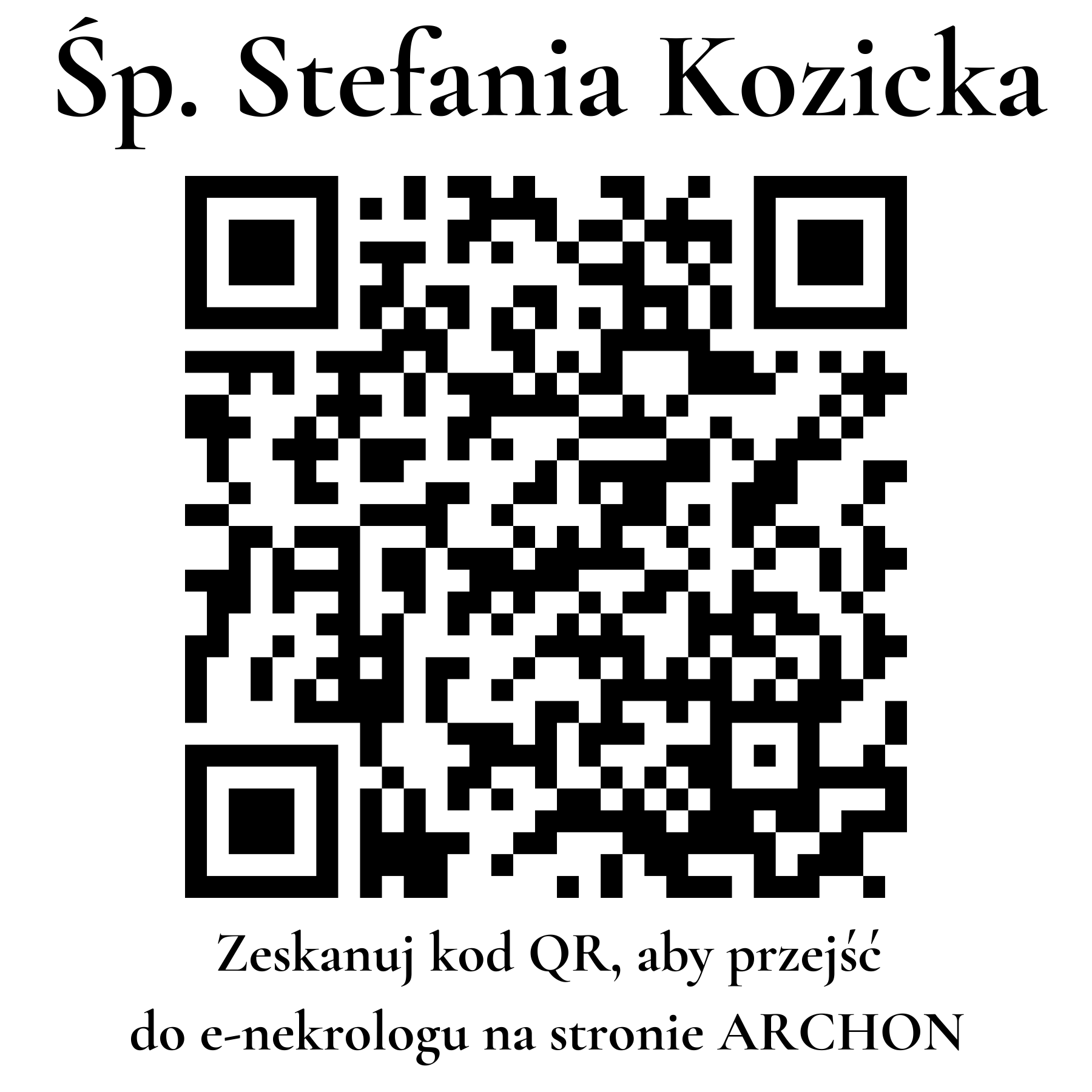 Kod QR do nekrologu Stefania Kozicka Kod QR do nekrologu Stefania Kozicka