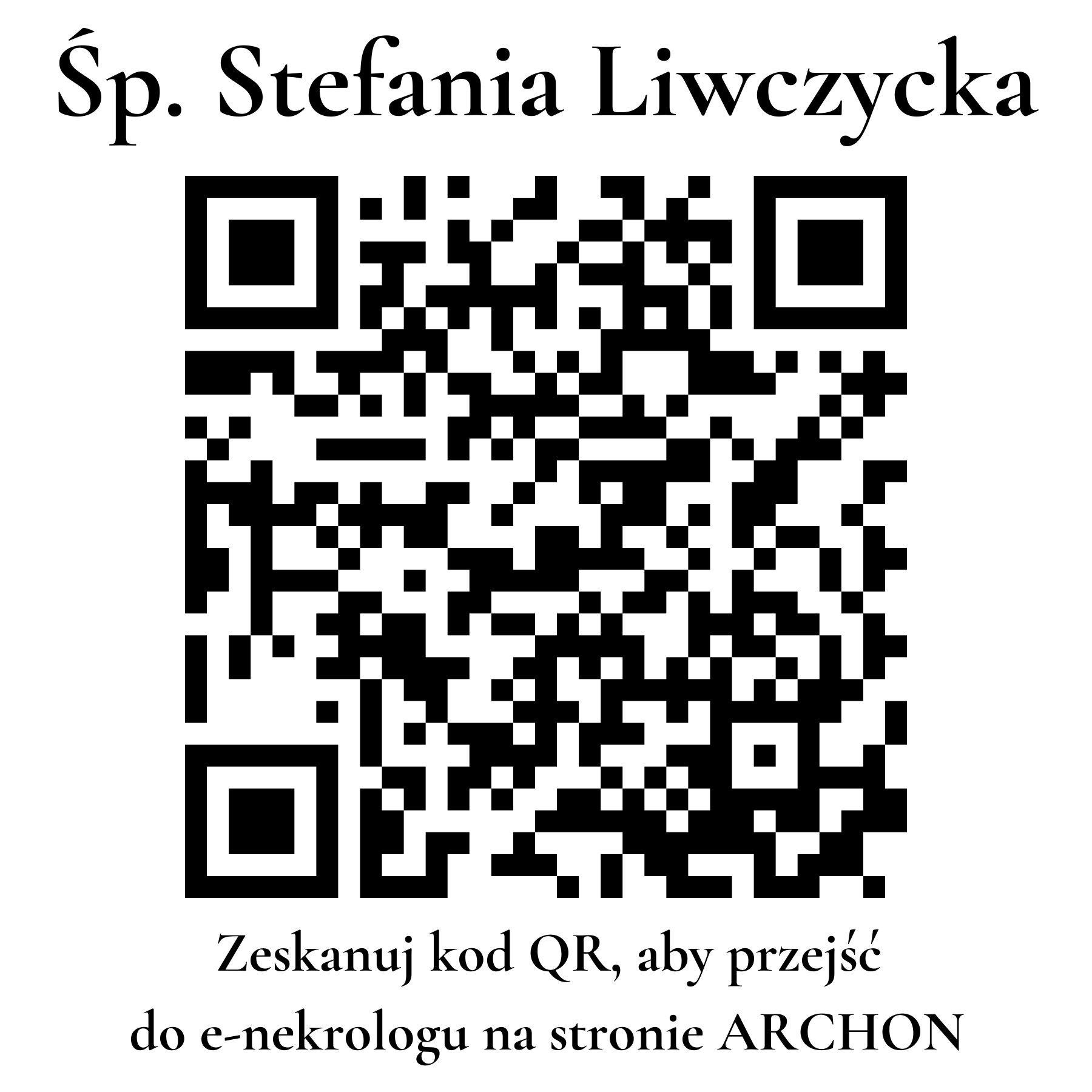 Kod QR do nekrologu Stefania Liwczycka