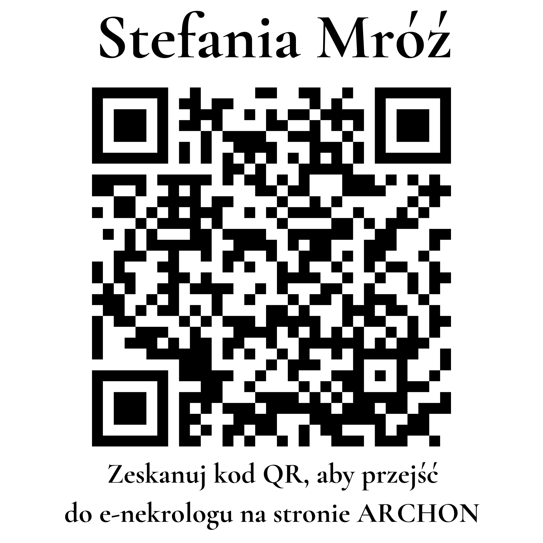 Kod QR do nekrologu Stefania Mróź