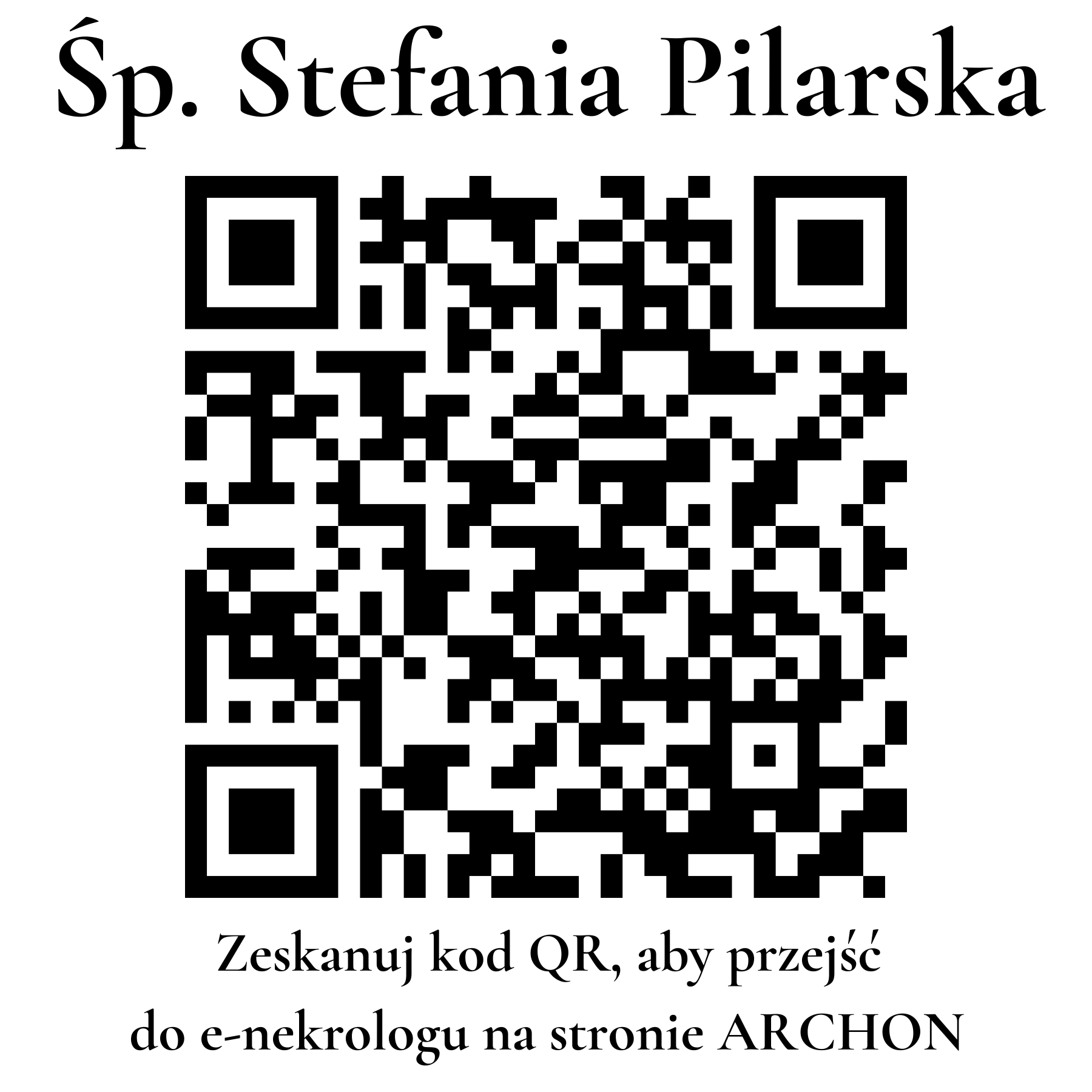 Kod QR do nekrologu Stefania Pilarska