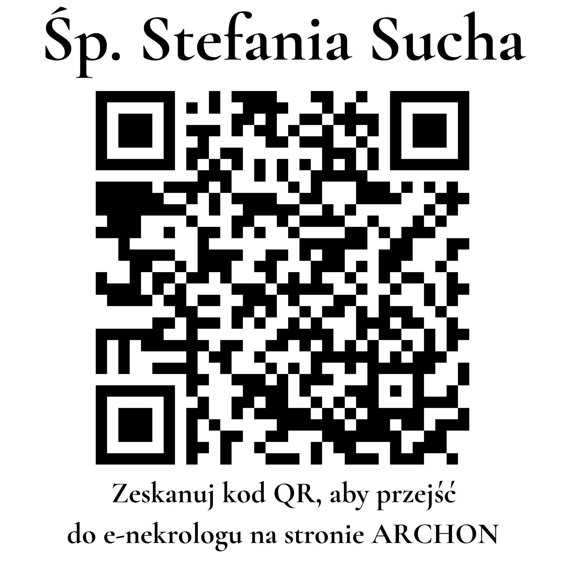 Kod QR do nekrologu Stefania Sucha
