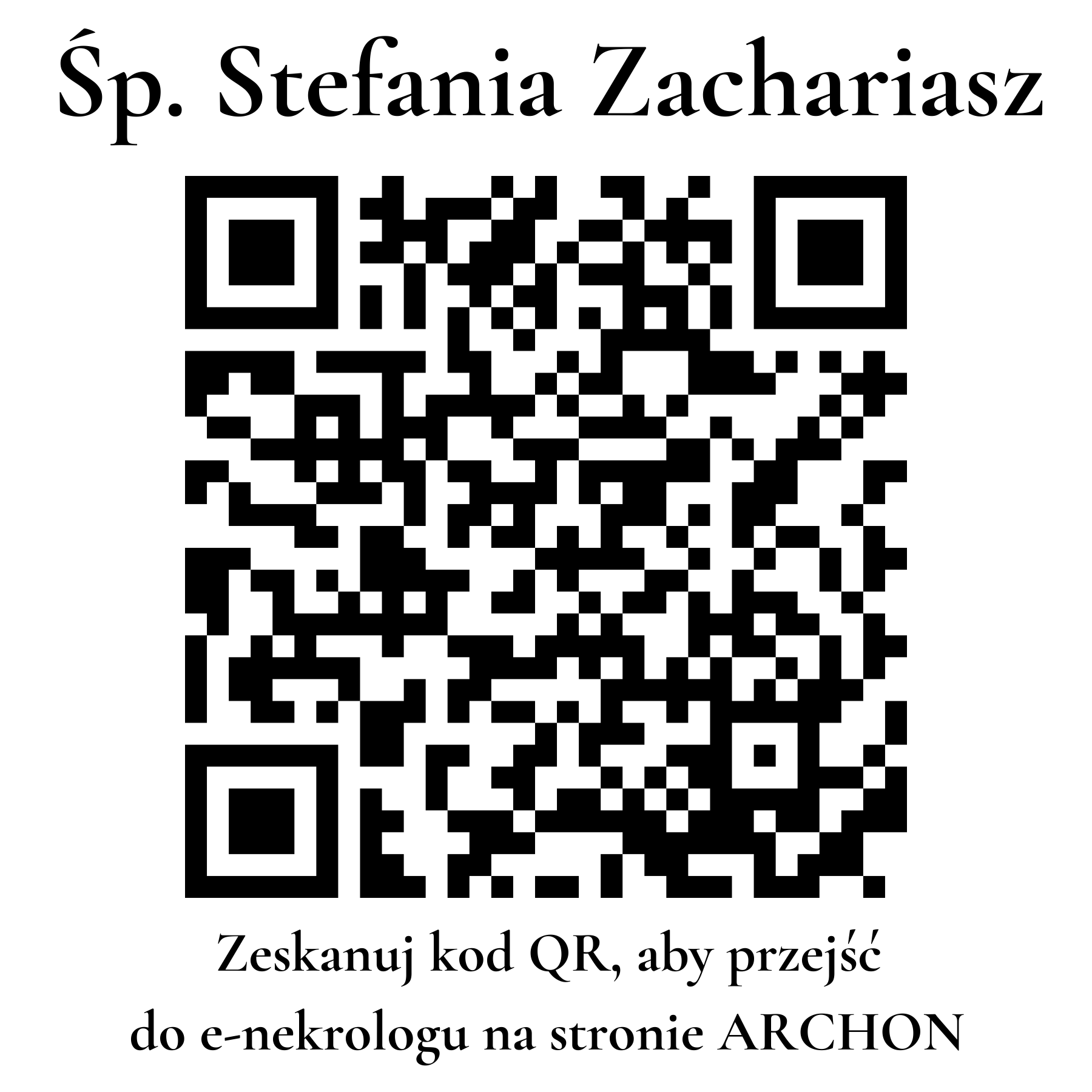 Kod QR do nekrologu Stefania Zachariasz