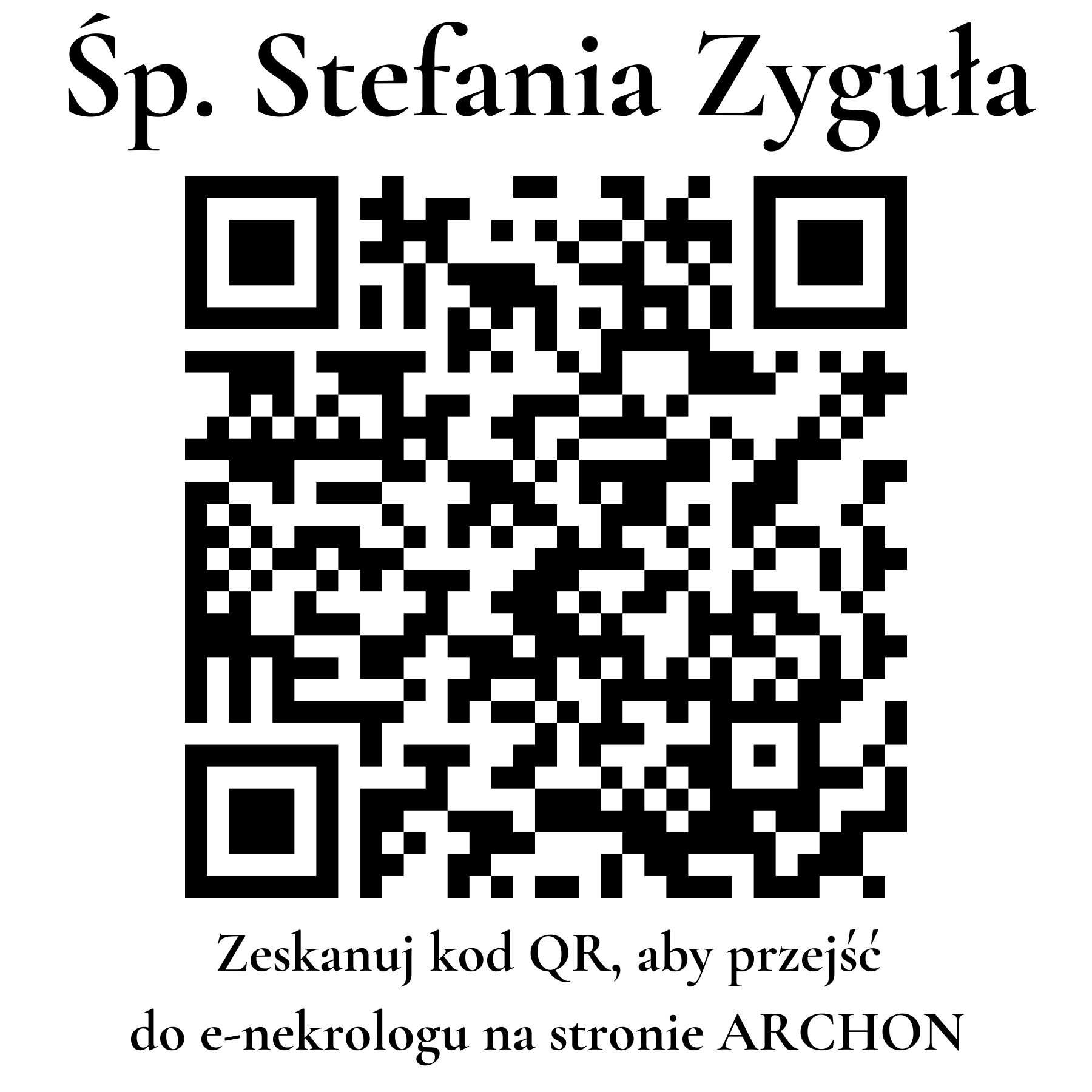 Kod QR do nekrologu Stefania Zyguła