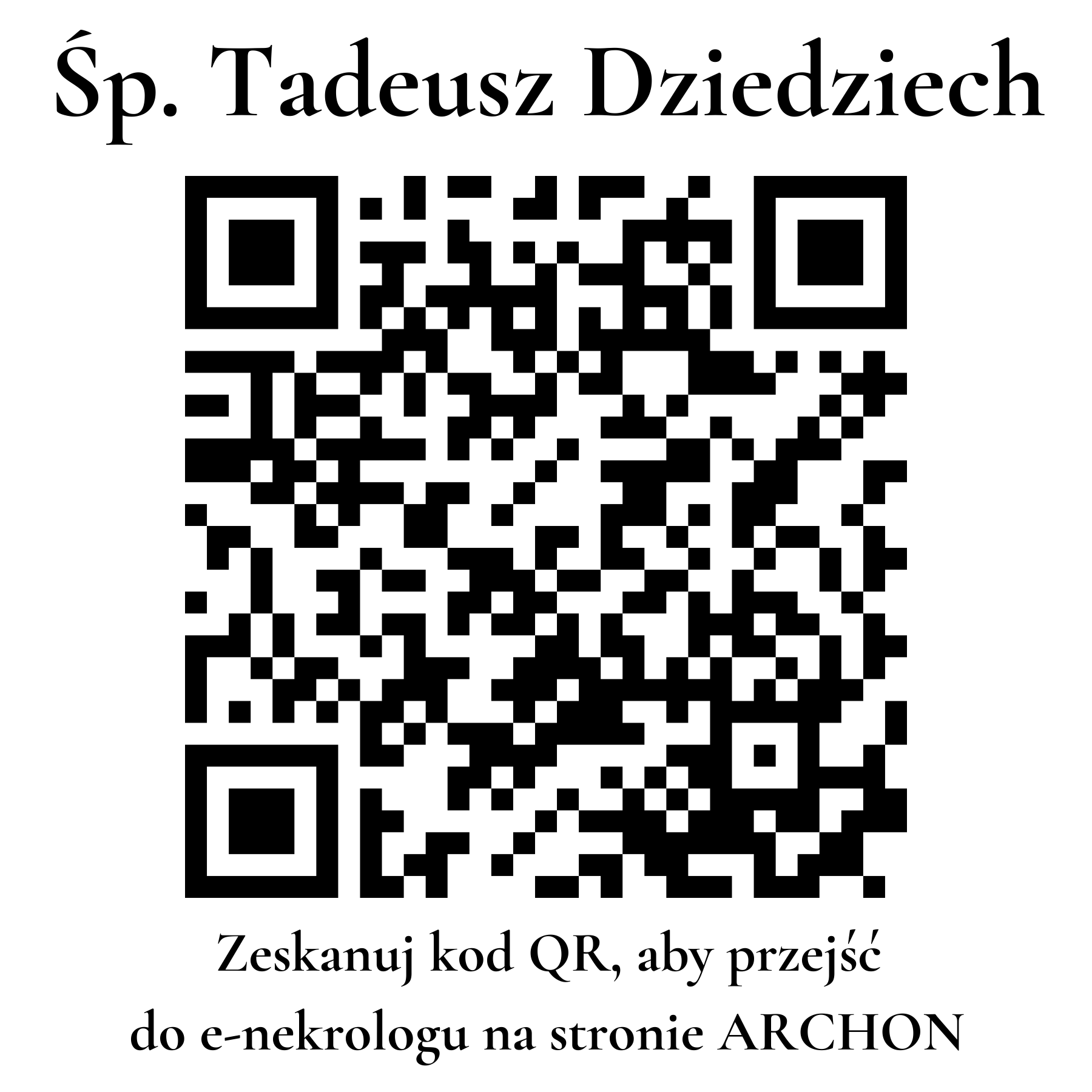 Kod QR do nekrologu Tadeusz Dziedziech