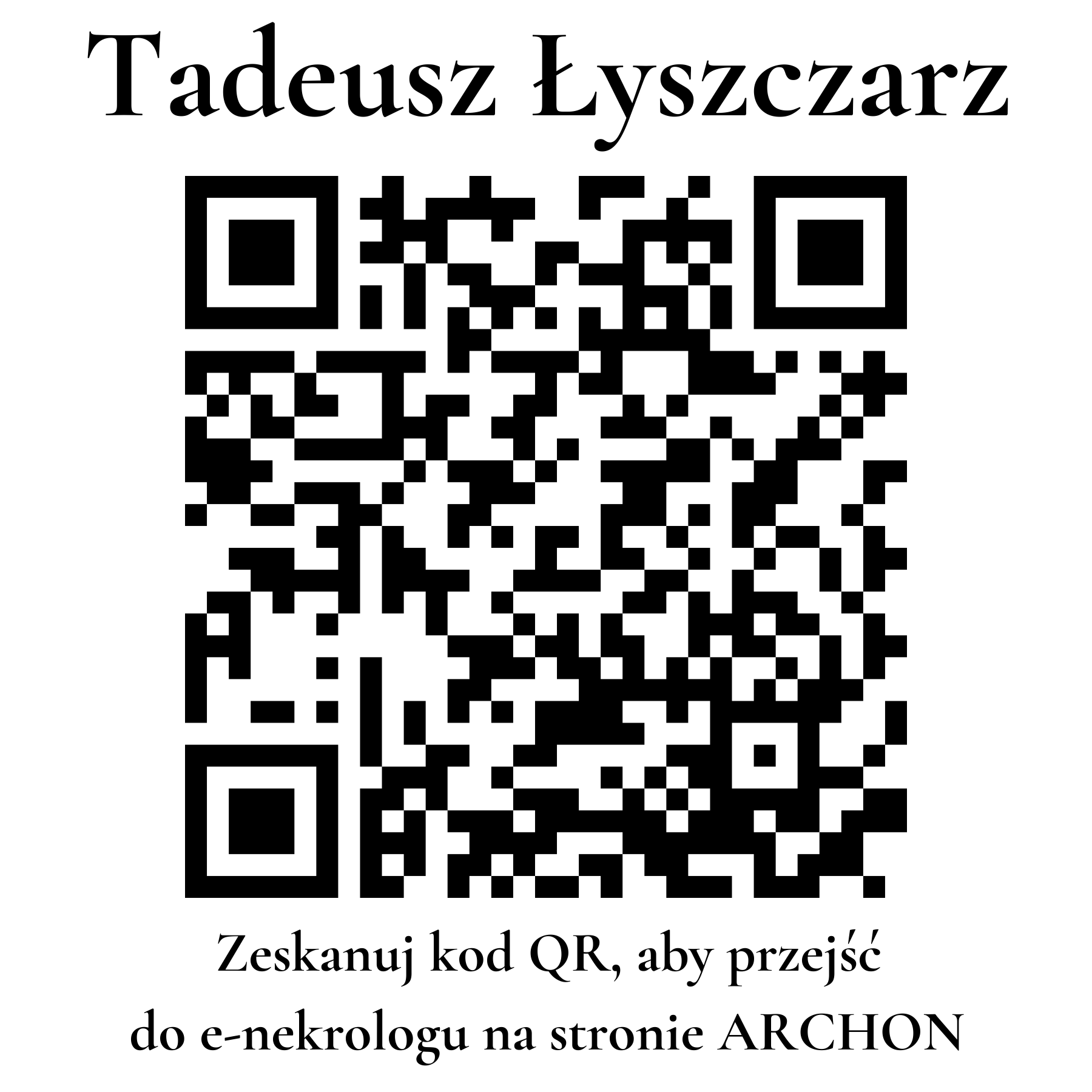 Kod QR do nekrologu Tadeusz Łyszczarz