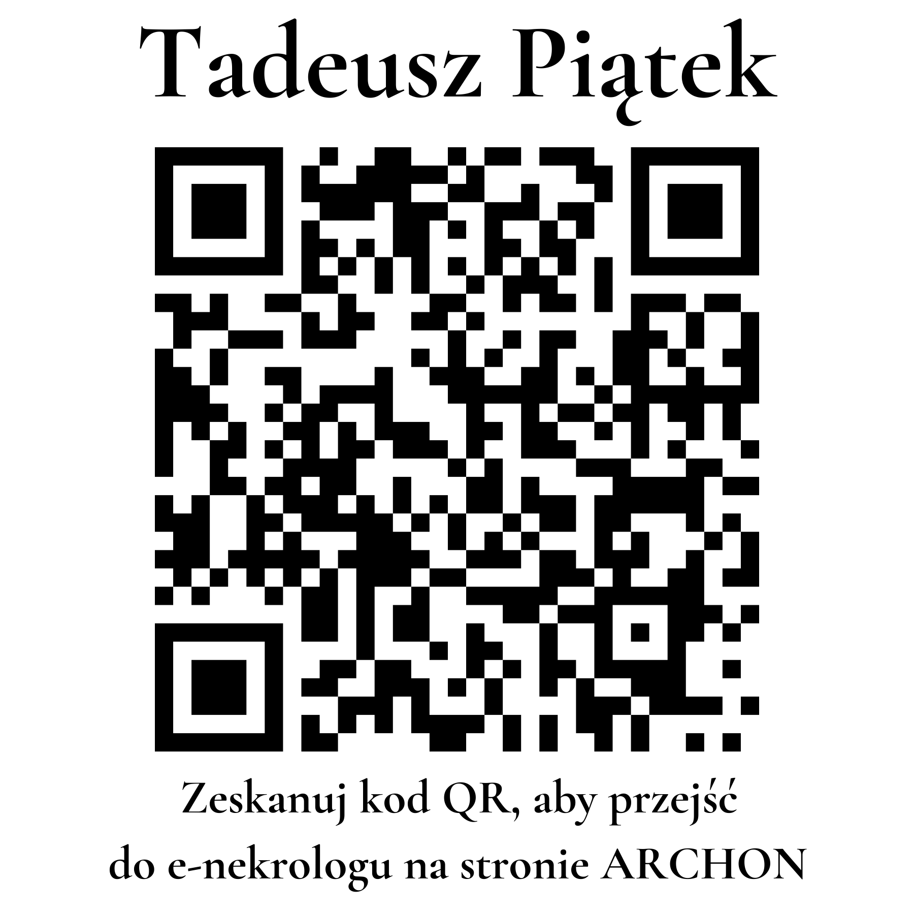 Kod QR do nekrologu Tadeusz Piątek