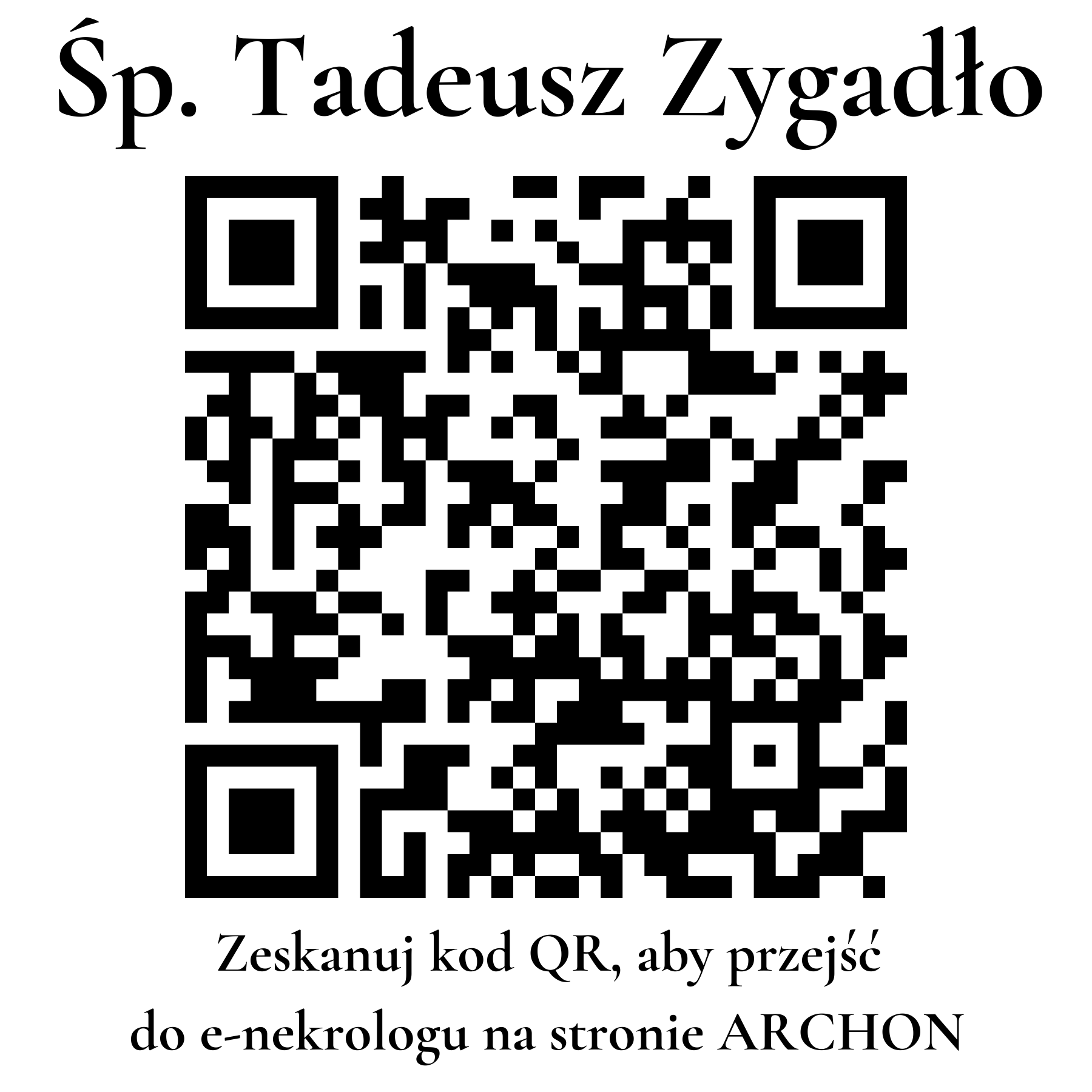 Kod QR do nekrologu Tadeusz Zygadło
