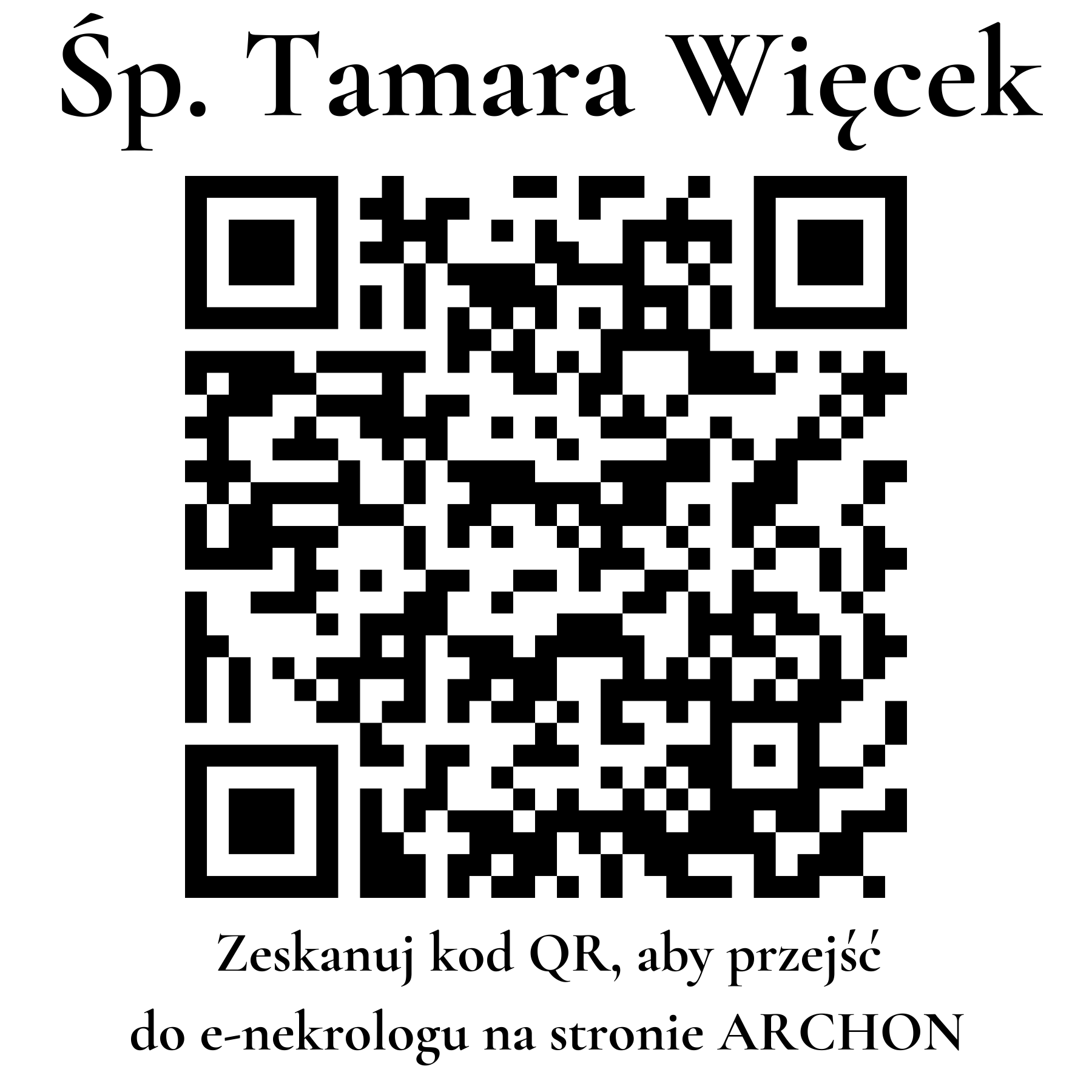 Kod QR do nekrologu Tamara Więcek