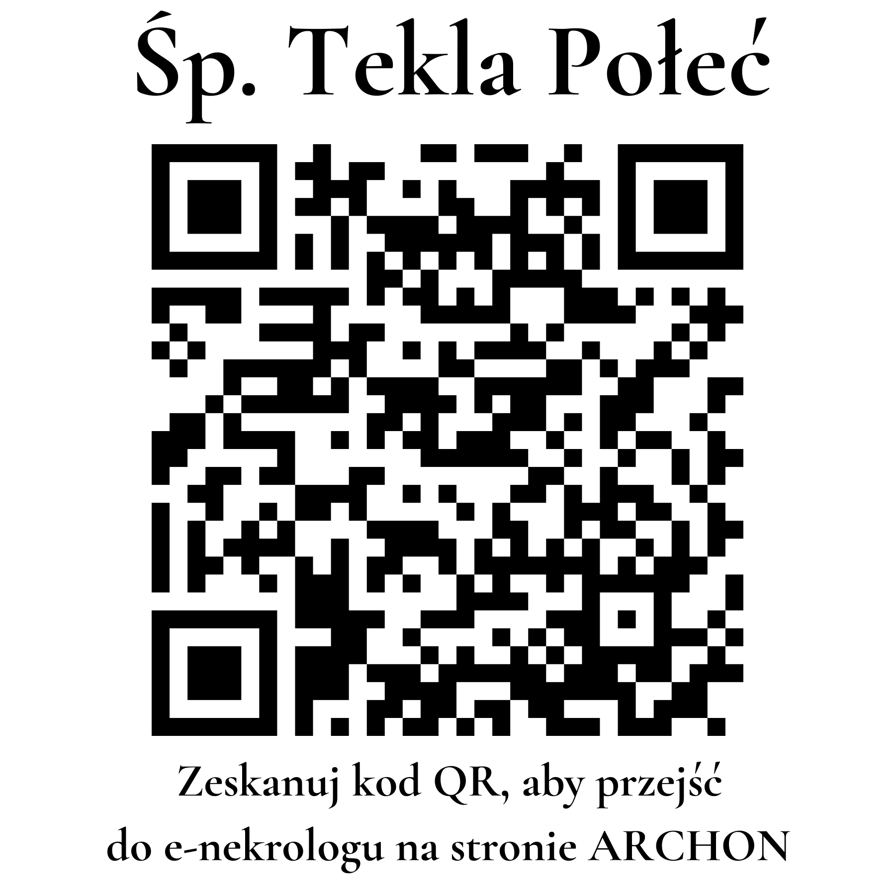 Kod QR do nekrologu Tekla Połeć