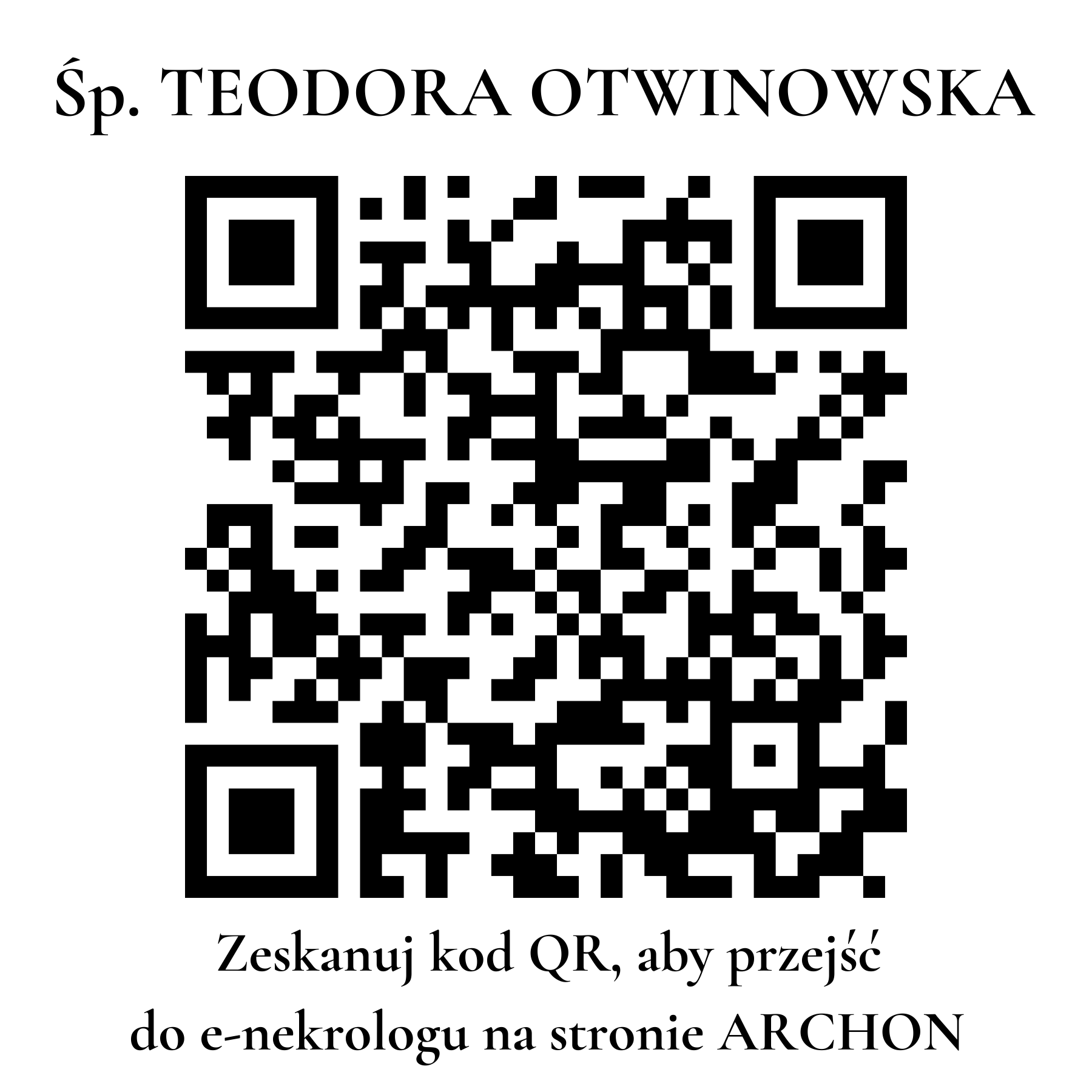 Kod QR do nekrologu TEODORA OTWINOWSKA