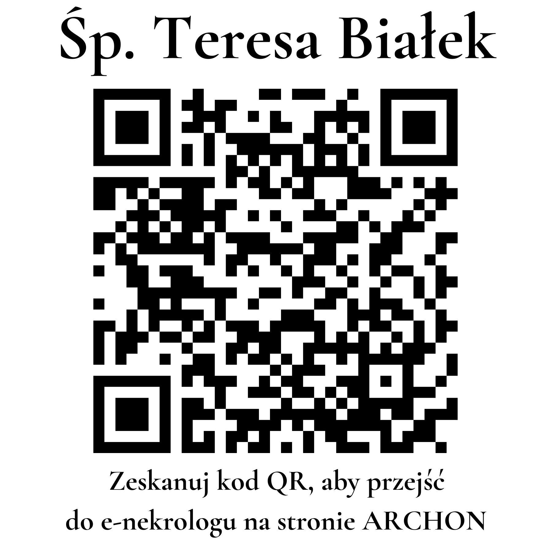 Kod QR do nekrologu Teresa Białek