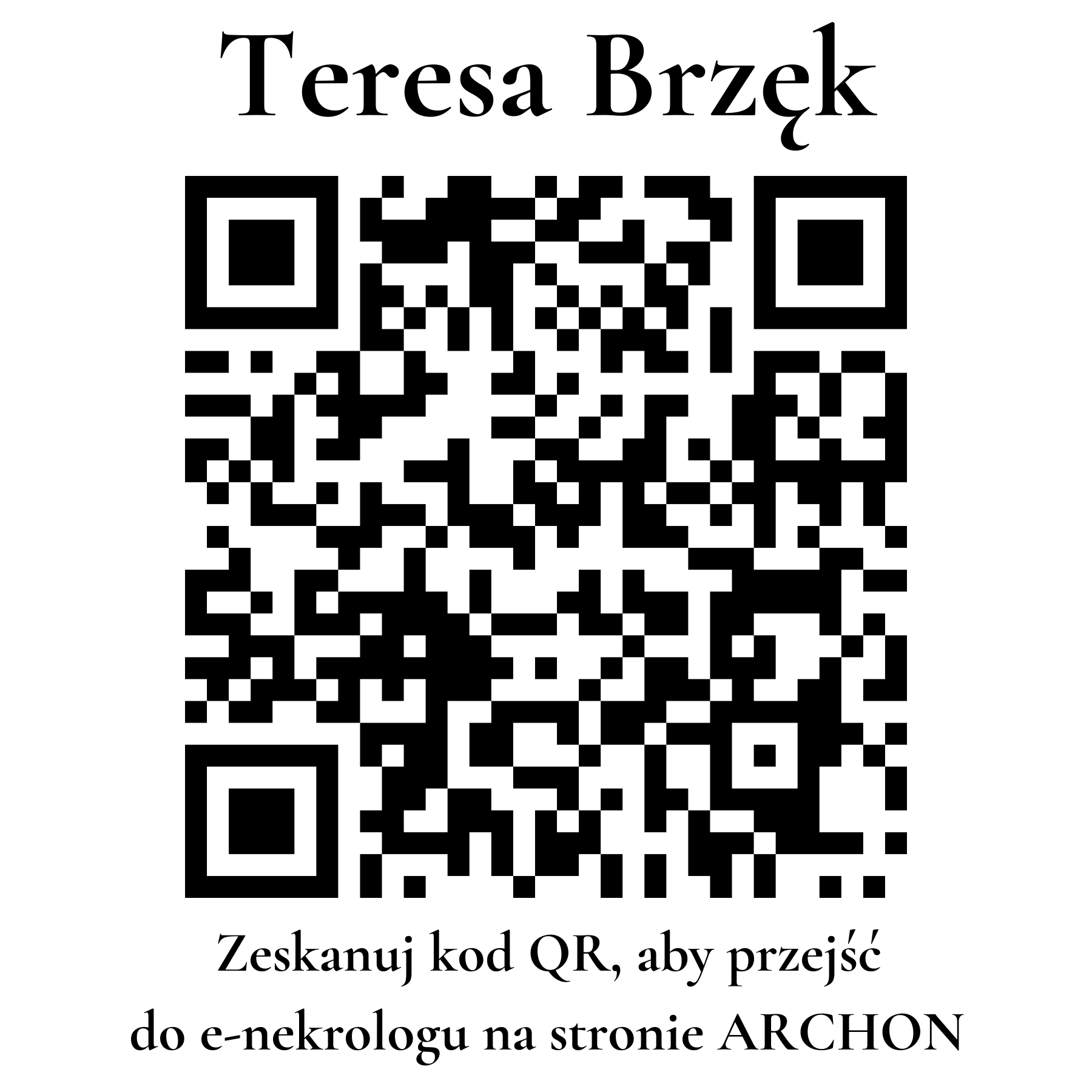 Kod QR do nekrologu Teresa Brzęk