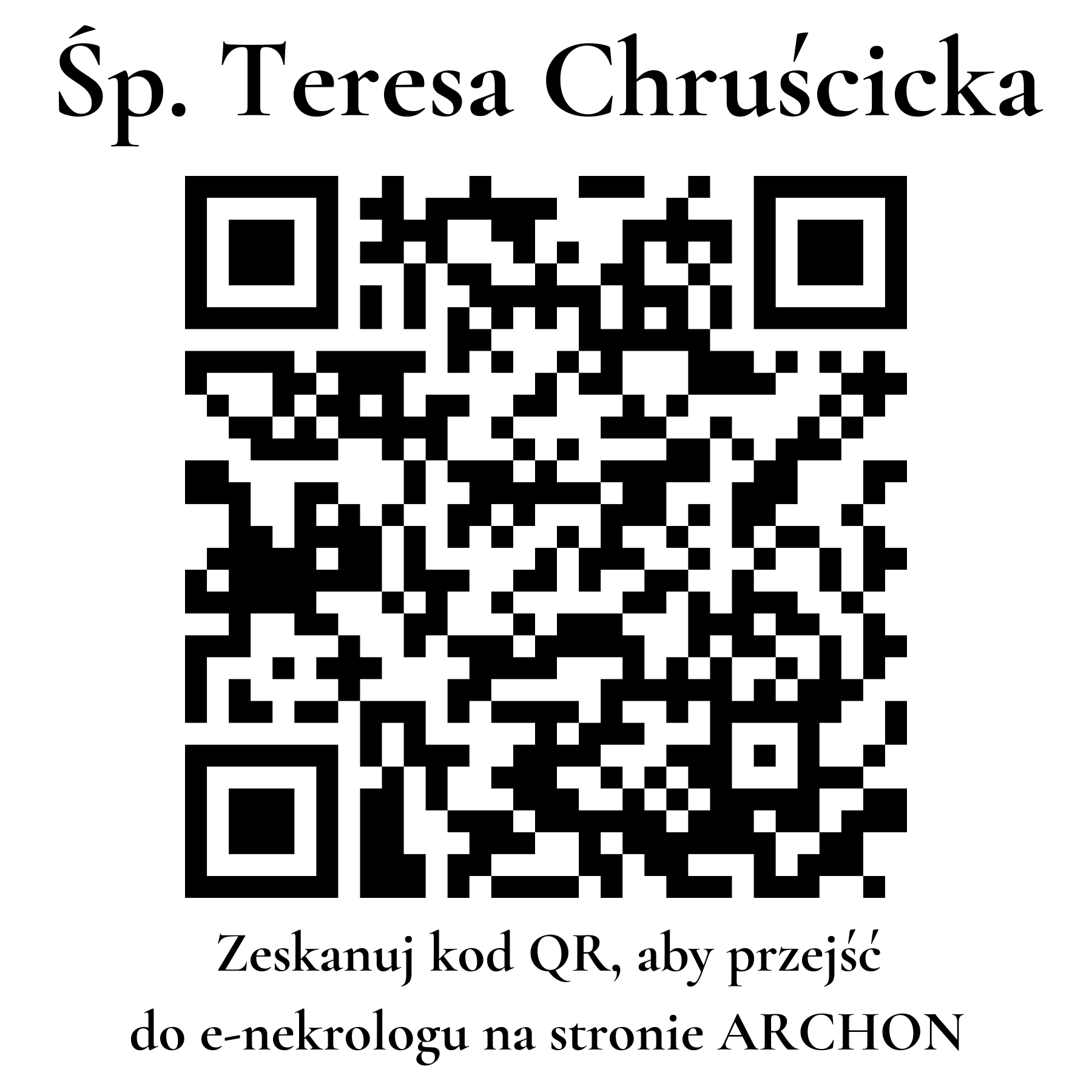 Kod QR do nekrologu Teresa Chruścicka