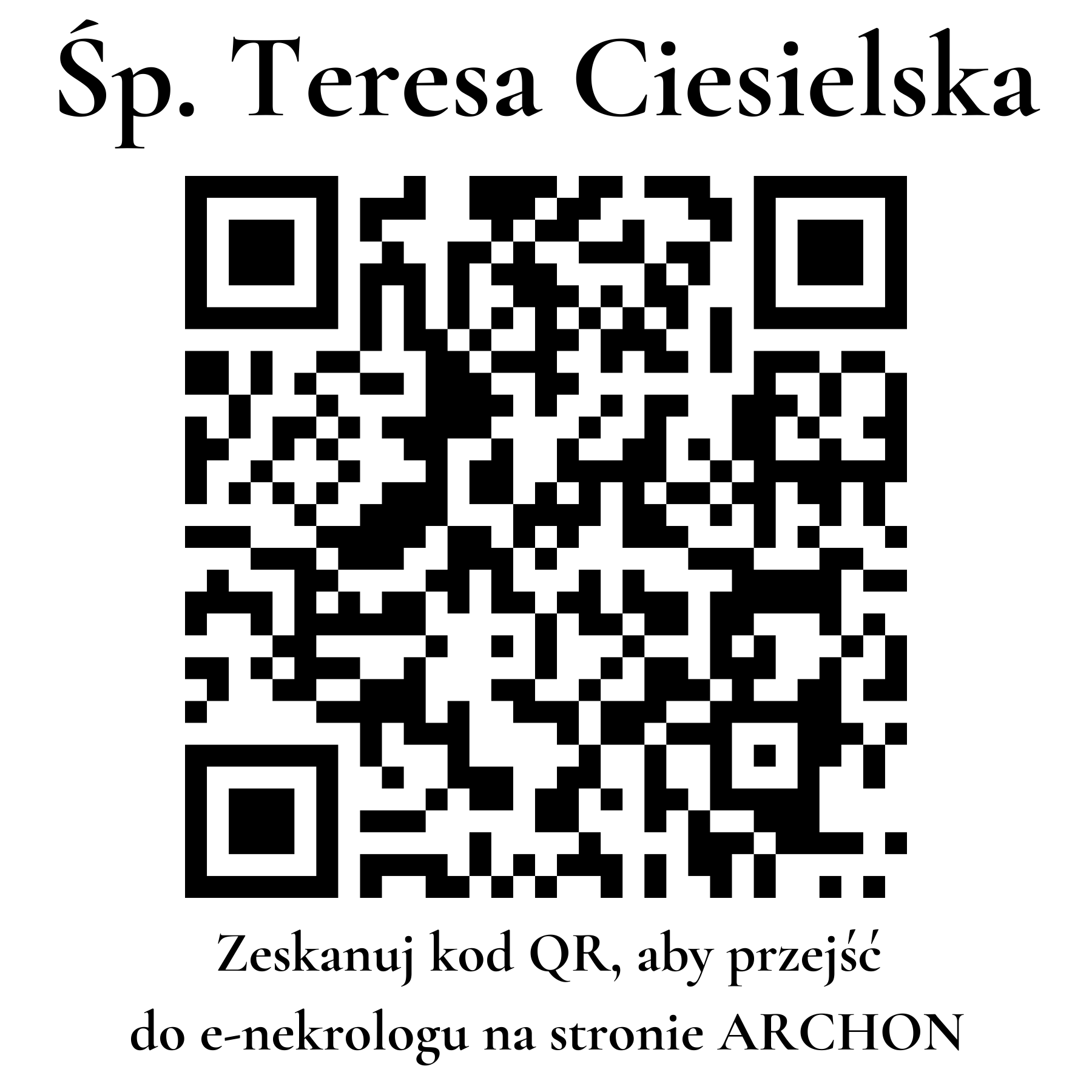 Kod QR do nekrologu Teresa Ciesielska