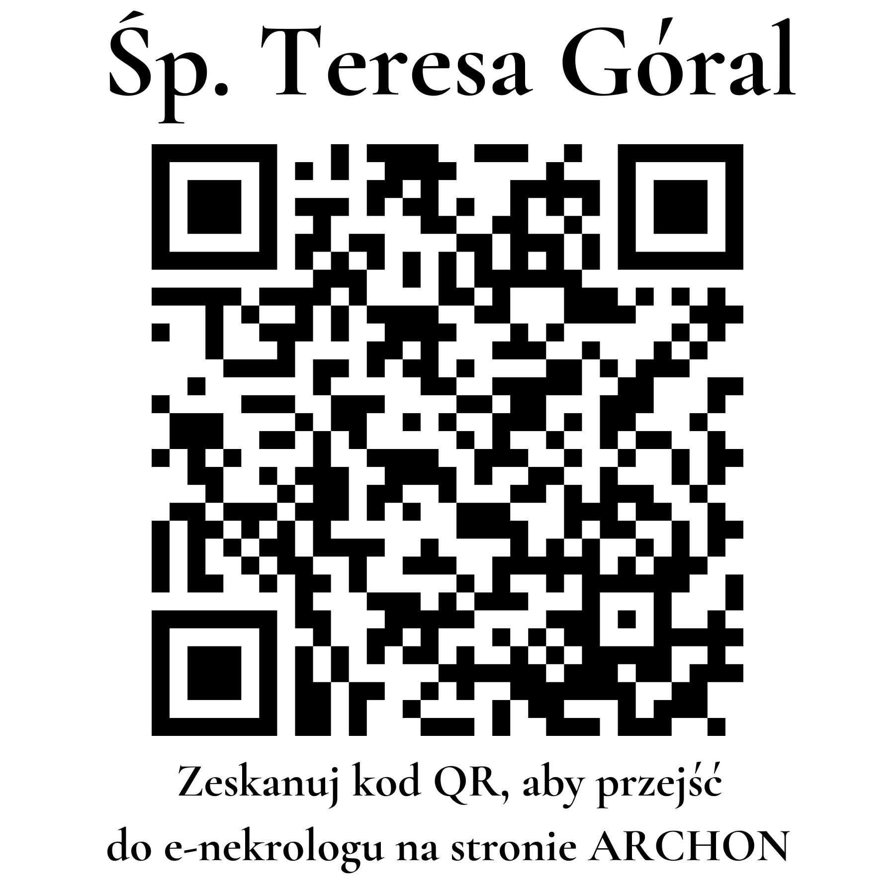 Kod QR do nekrologu Teresa Góral
