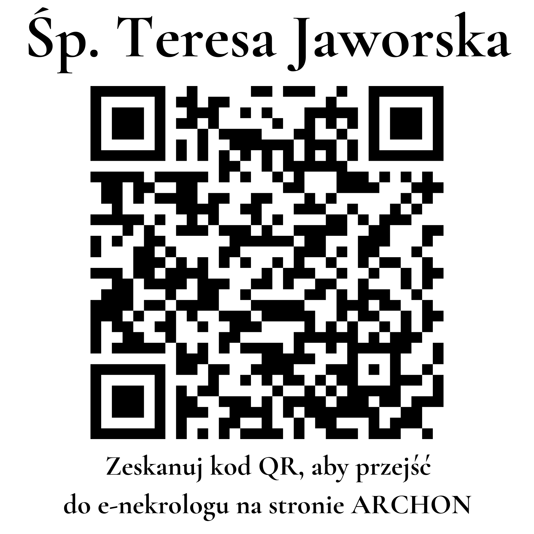 Kod QR do nekrologu Teresa Jaworska