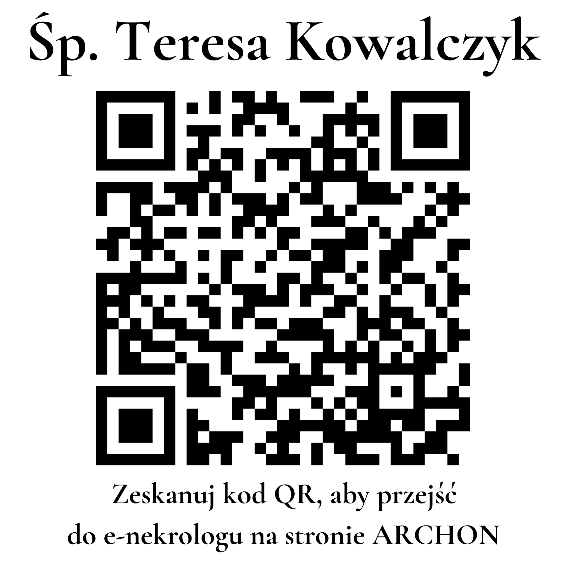 Kod QR do nekrologu Teresa Kowalczyk