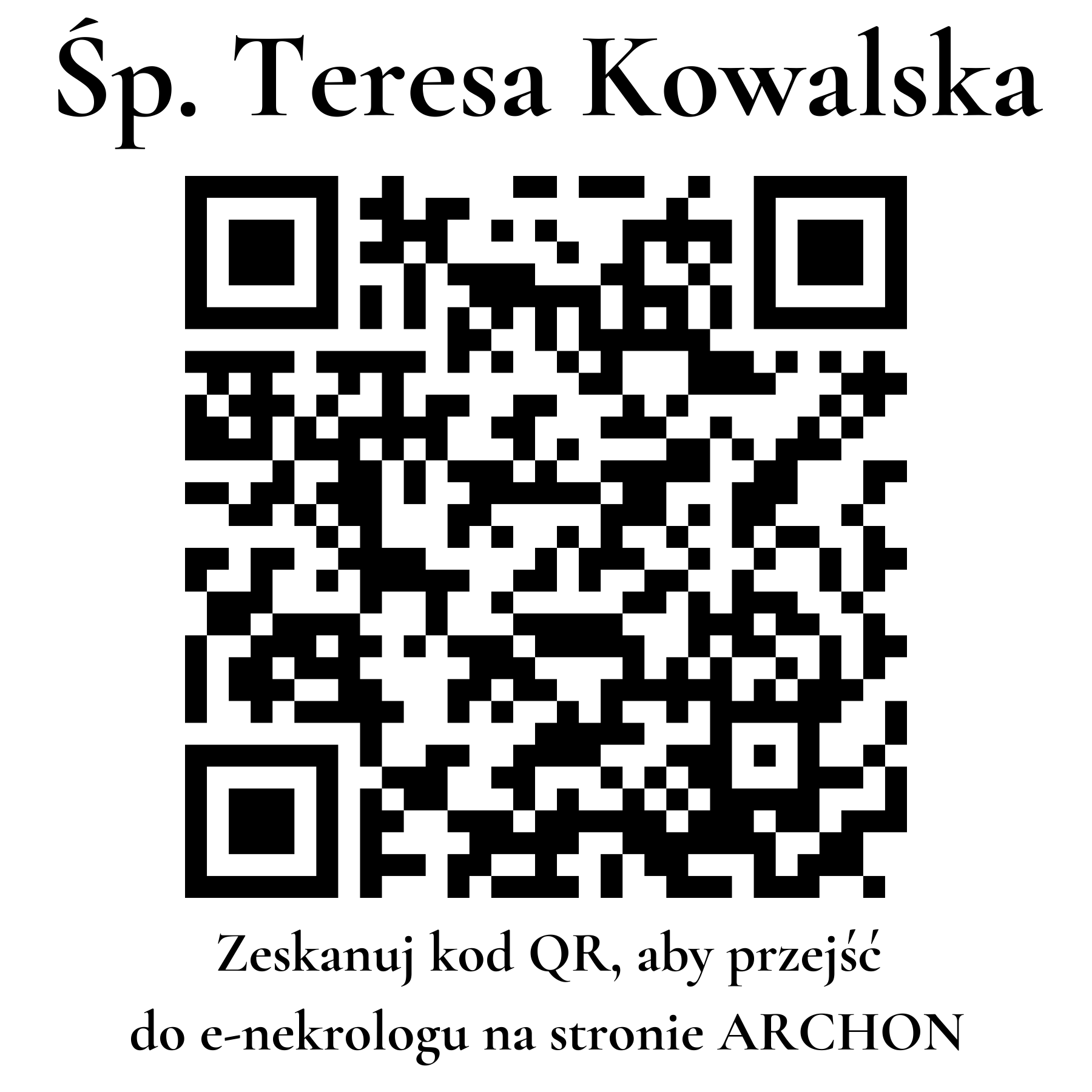 Kod QR do nekrologu Teresa Kowalska
