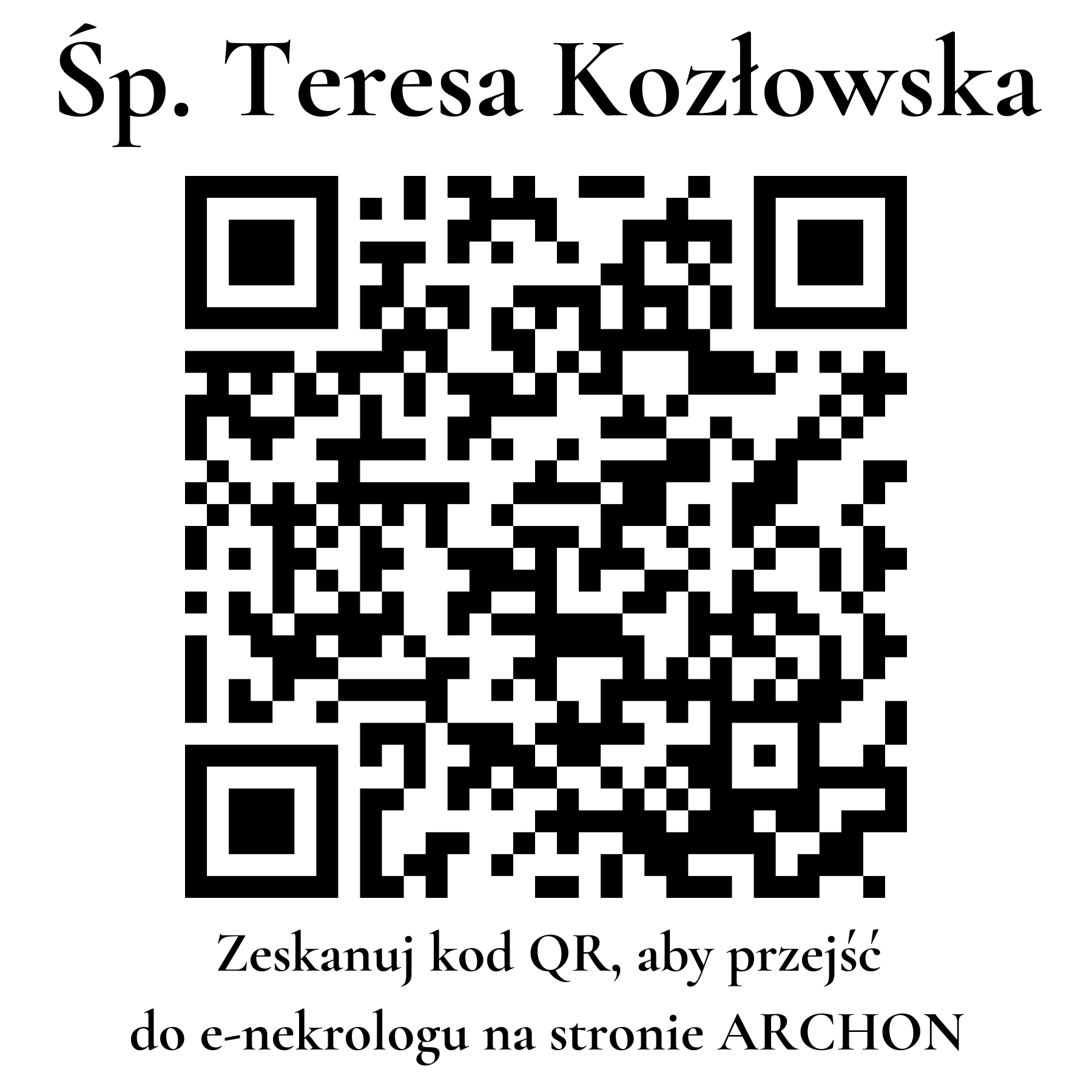 Kod QR do nekrologu Teresa Kozłowska
