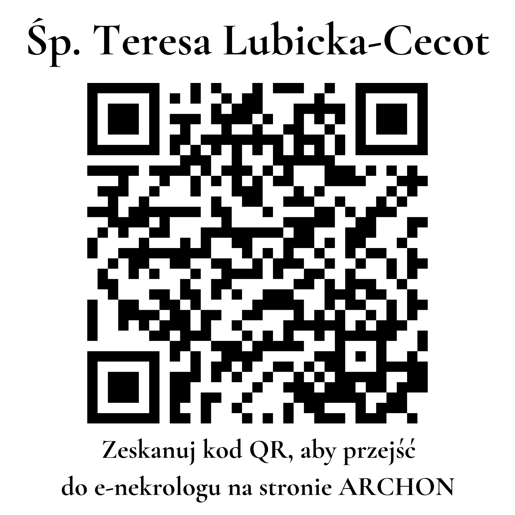 Kod QR do nekrologu Teresa Lubicka-Cecot