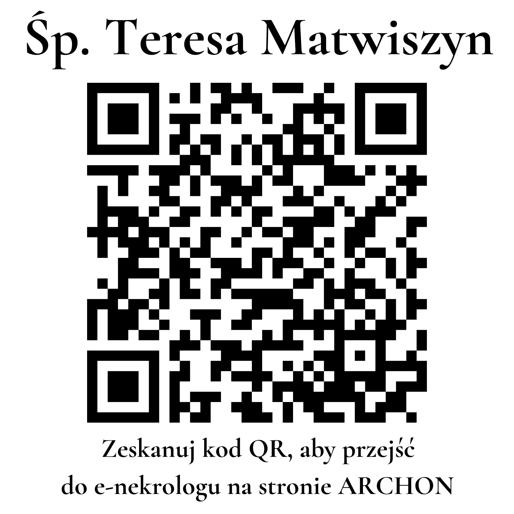 Kod QR do nekrologu Teresa Matwiszyn