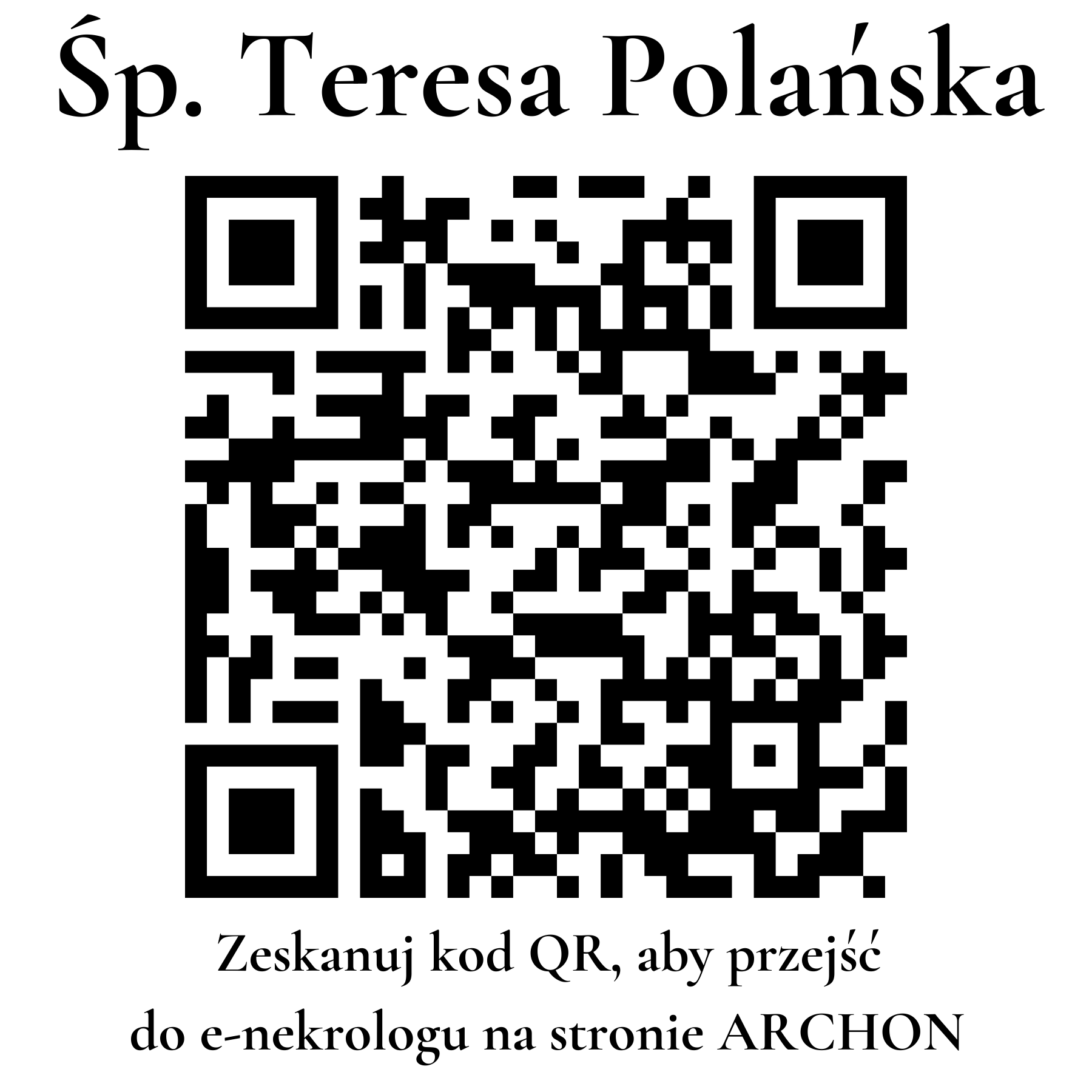 Kod QR do nekrologu Teresa Polańska
