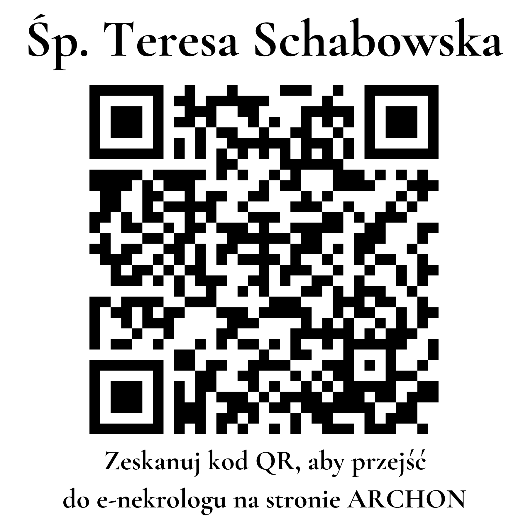 Kod QR do nekrologu Teresa Schabowska