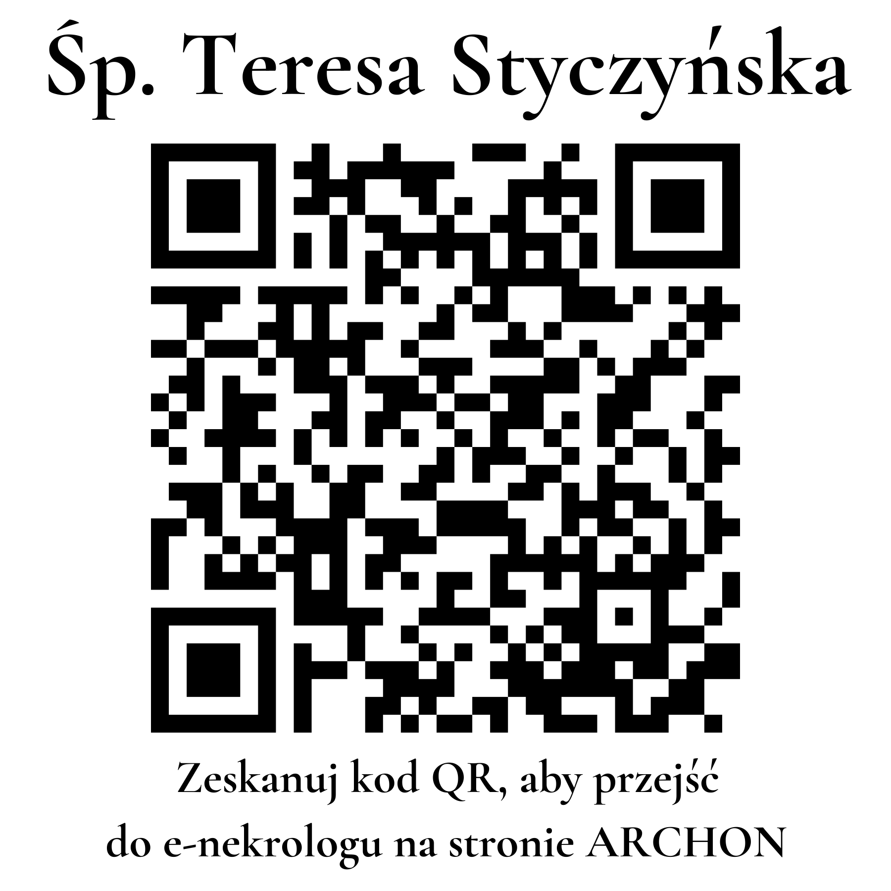Kod QR do nekrologu Teresa Styczyńska