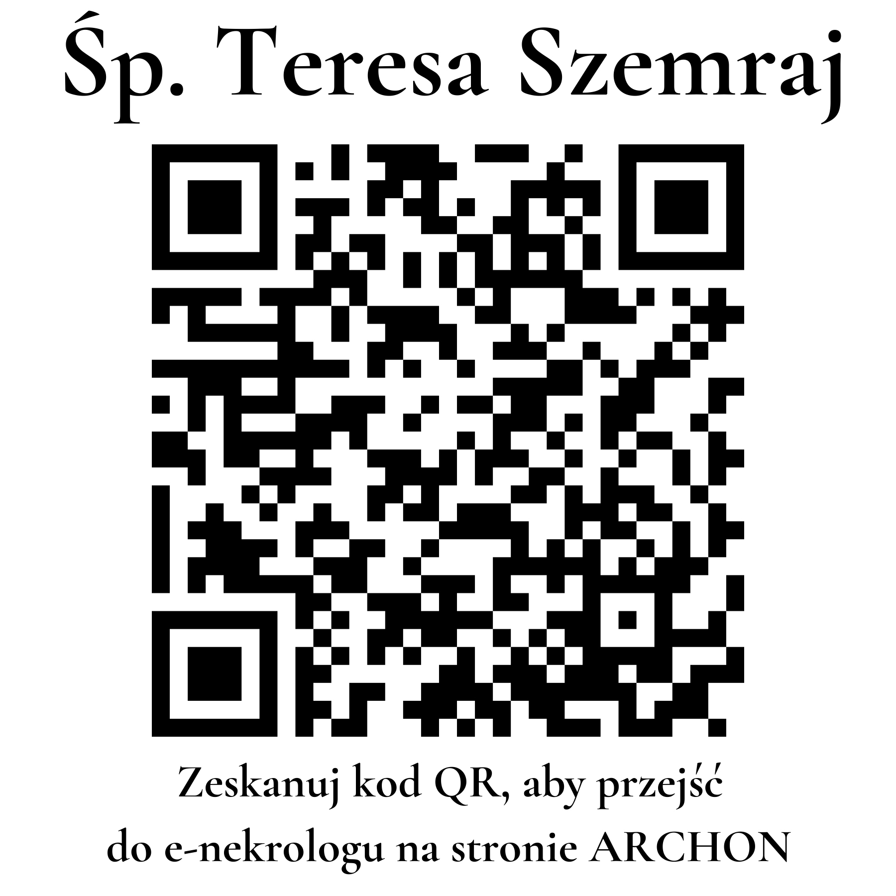 Kod QR do nekrologu Teresa Szemraj