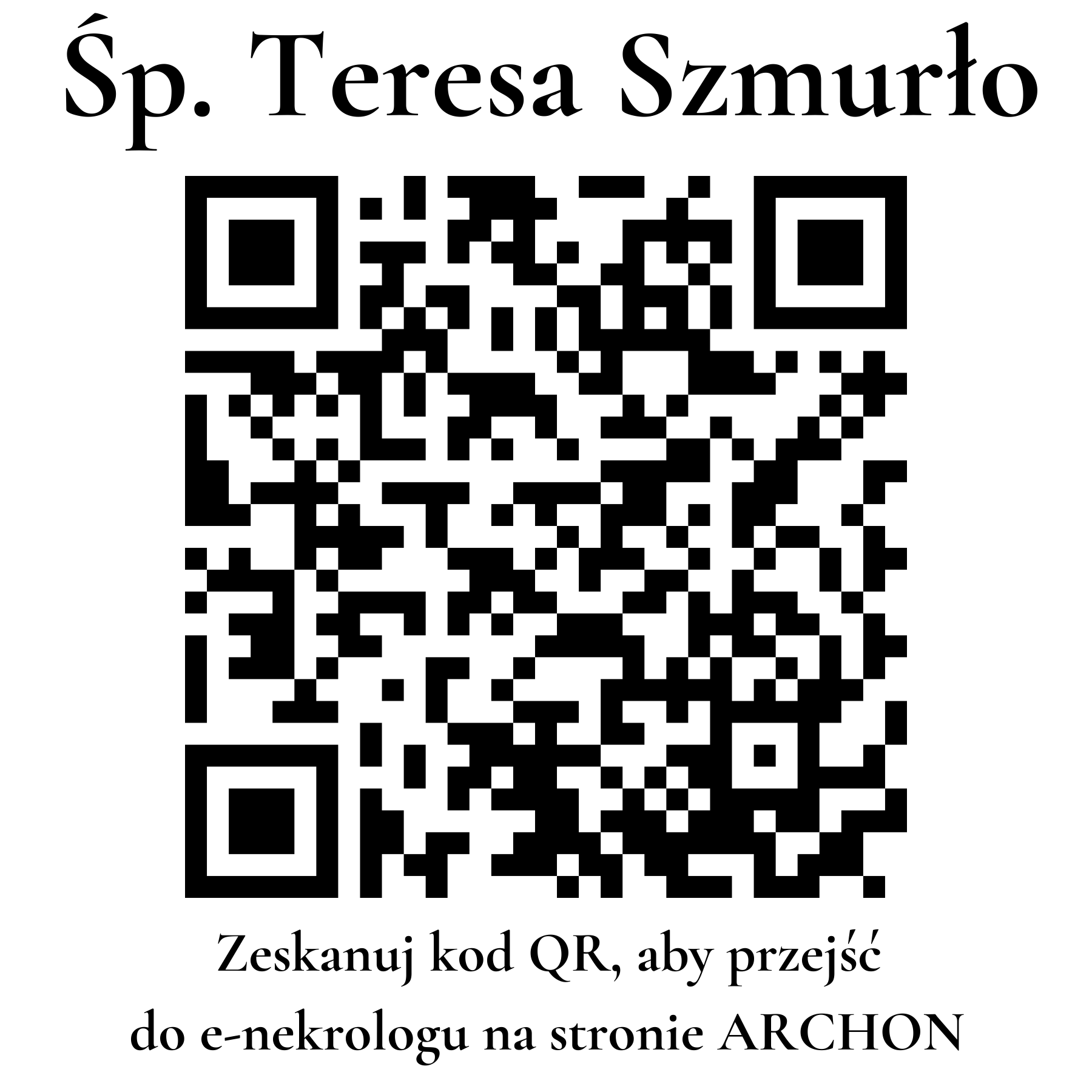 Kod QR do nekrologu Teresa Szmurło