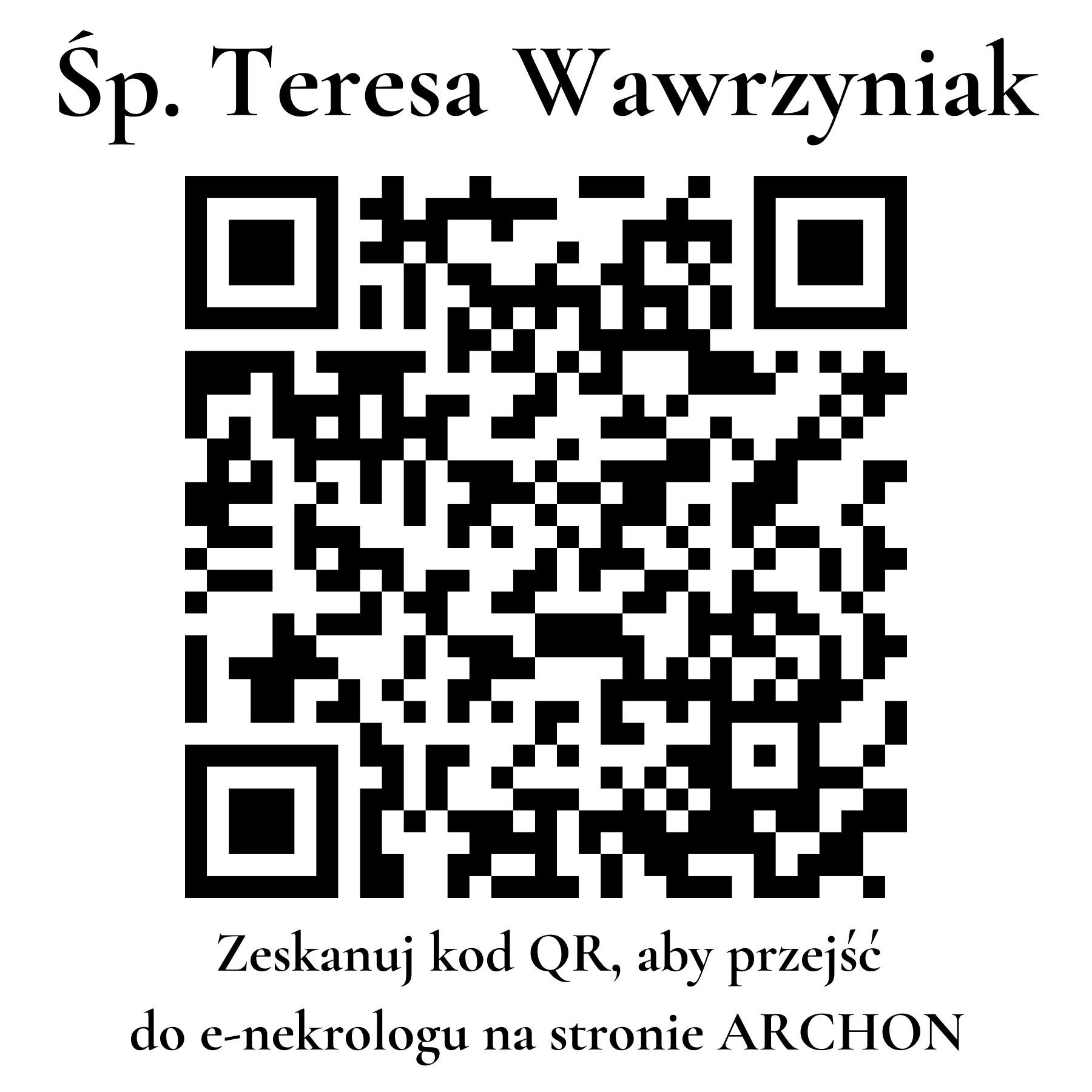 Kod QR do nekrologu Teresa Wawrzyniak