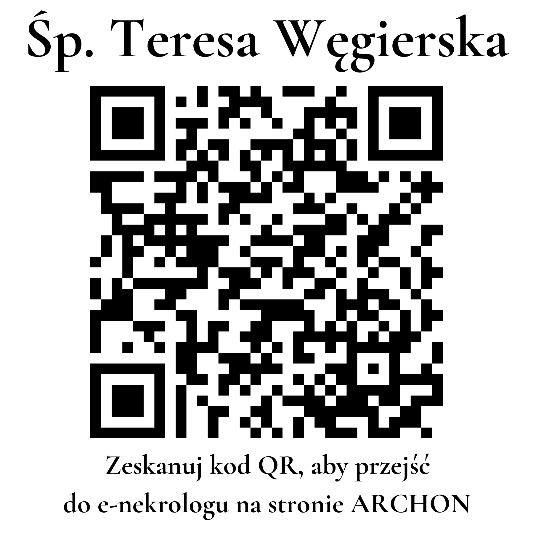 Kod QR do nekrologu Teresa Węgierska