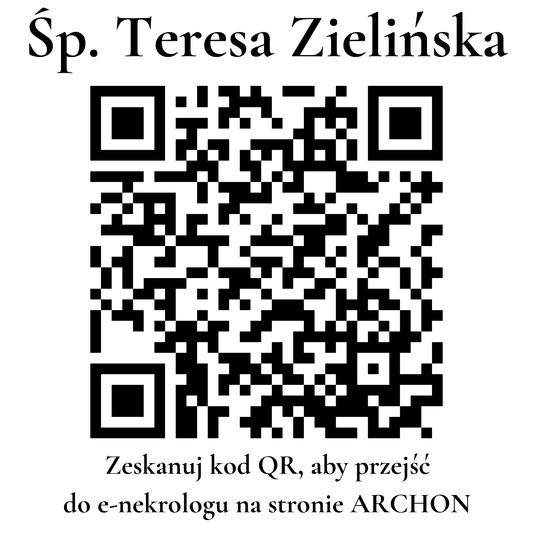 Kod QR do nekrologu Teresa Zielińska