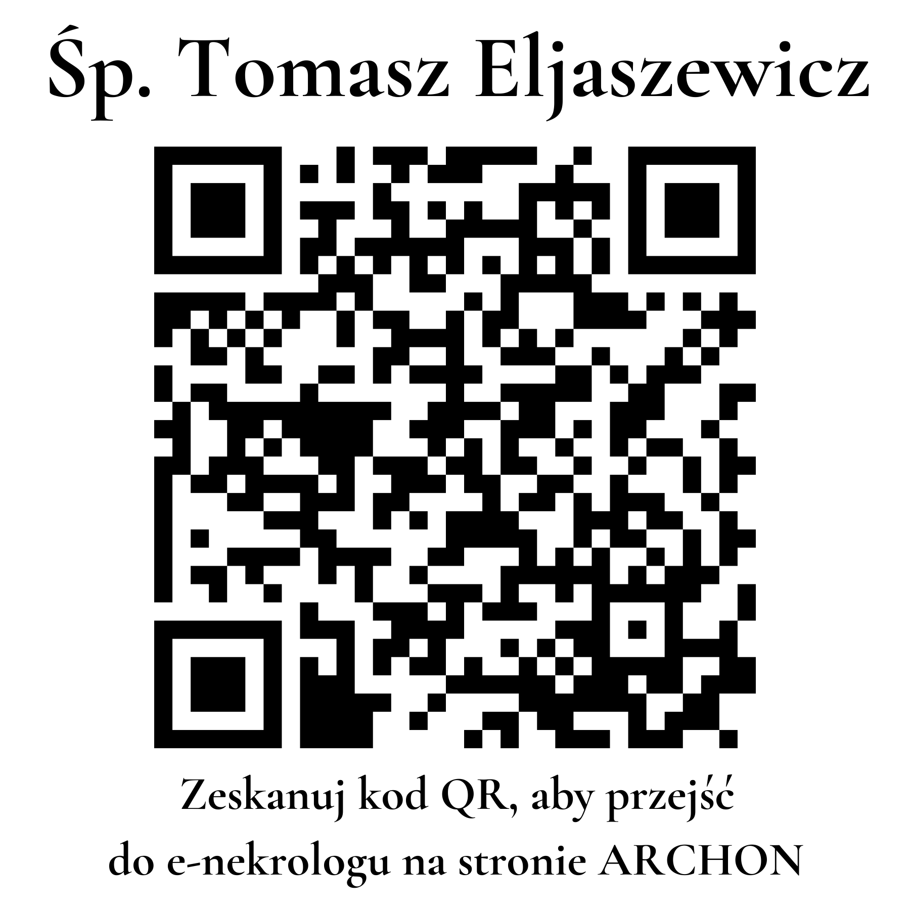 Kod QR do nekrologu Tomasz Eljaszewicz