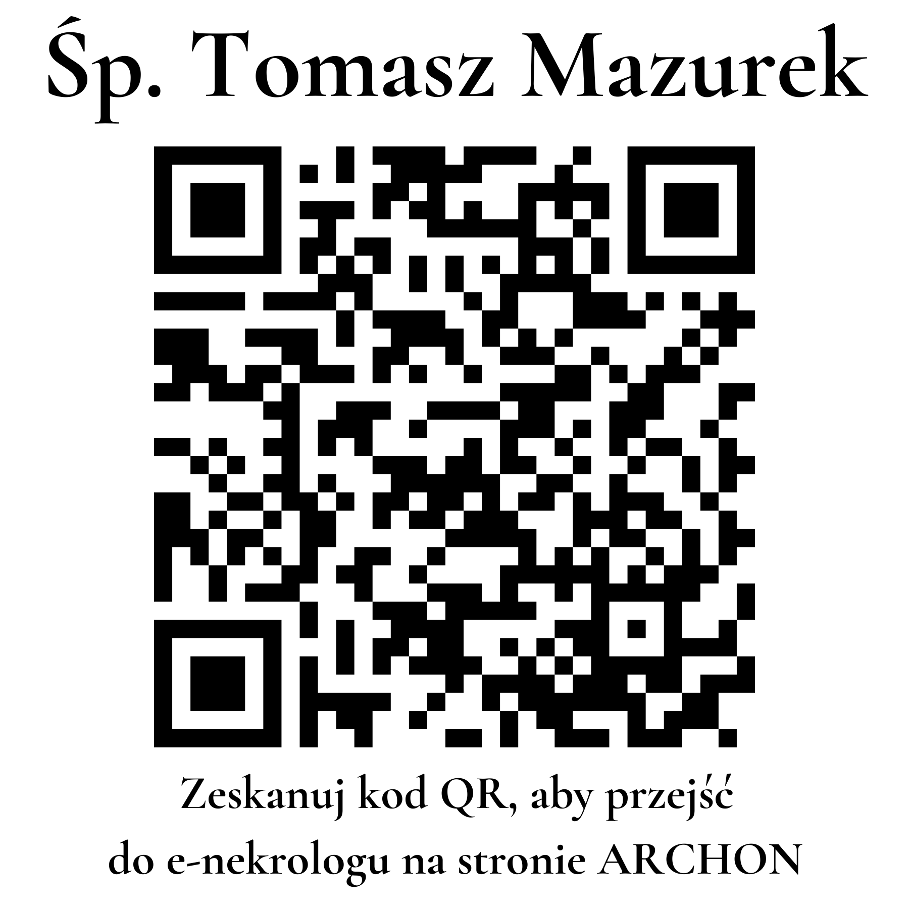 Kod QR do nekrologu Tomasz Mazurek